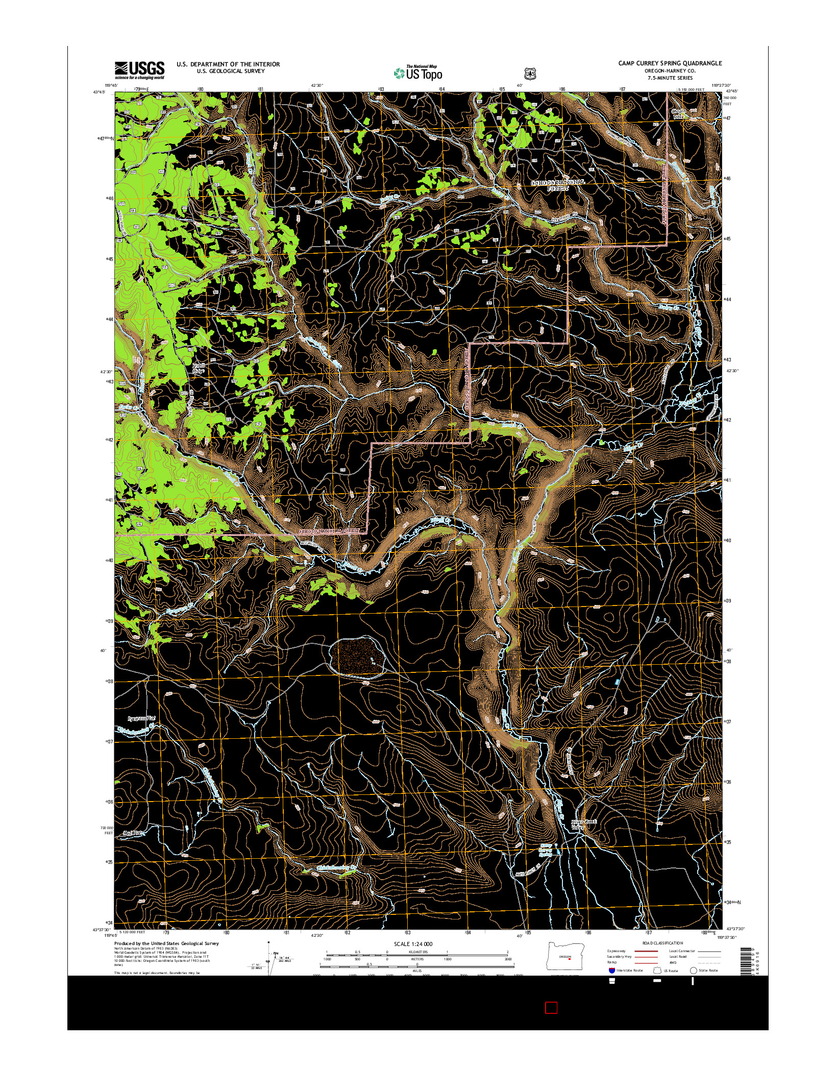 USGS US TOPO 7.5-MINUTE MAP FOR CAMP CURREY SPRING, OR 2014