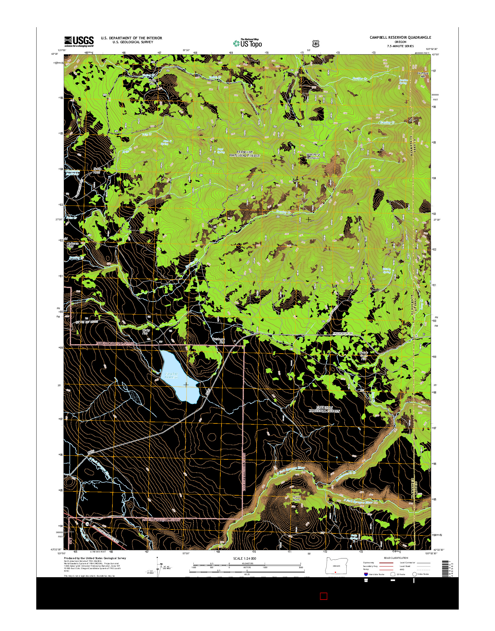 USGS US TOPO 7.5-MINUTE MAP FOR CAMPBELL RESERVOIR, OR 2014