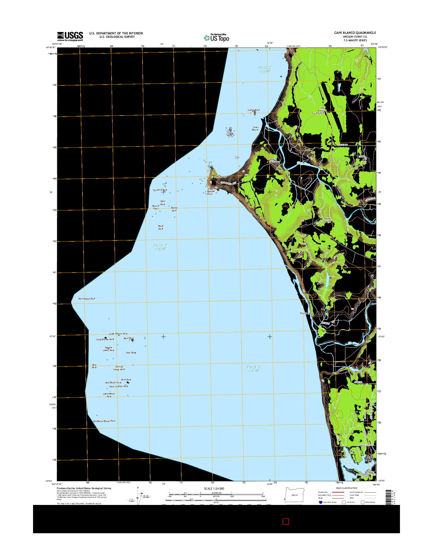 USGS US TOPO 7.5-MINUTE MAP FOR CAPE BLANCO, OR 2014