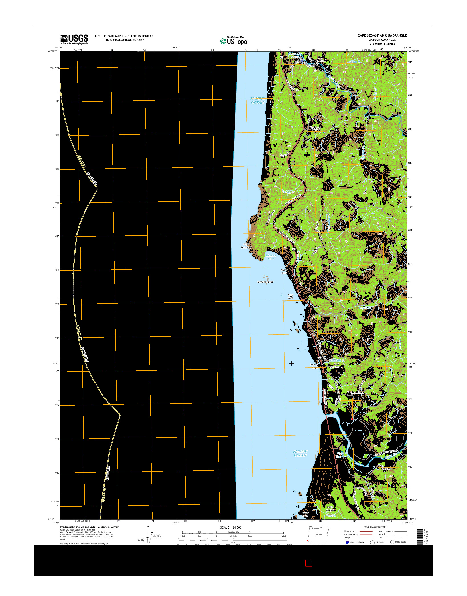 USGS US TOPO 7.5-MINUTE MAP FOR CAPE SEBASTIAN, OR 2014