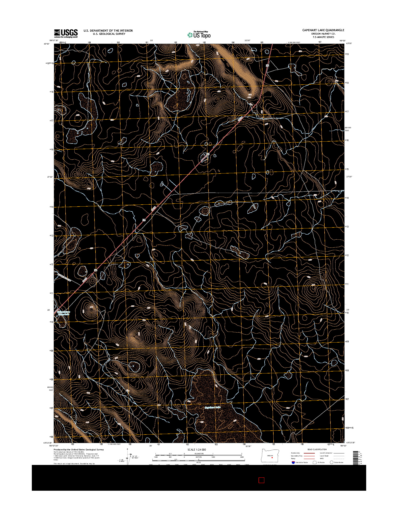 USGS US TOPO 7.5-MINUTE MAP FOR CAPEHART LAKE, OR 2014