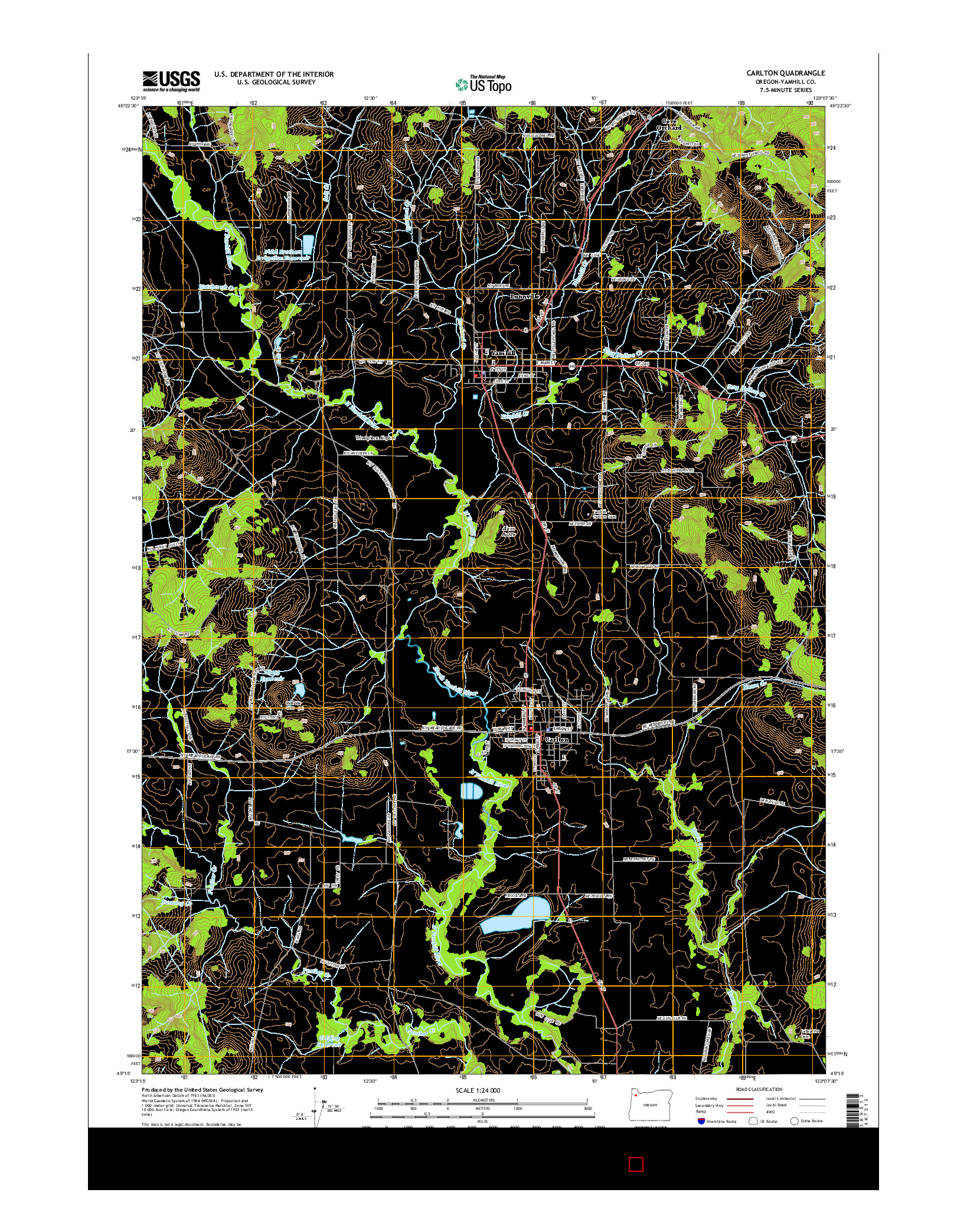 USGS US TOPO 7.5-MINUTE MAP FOR CARLTON, OR 2014