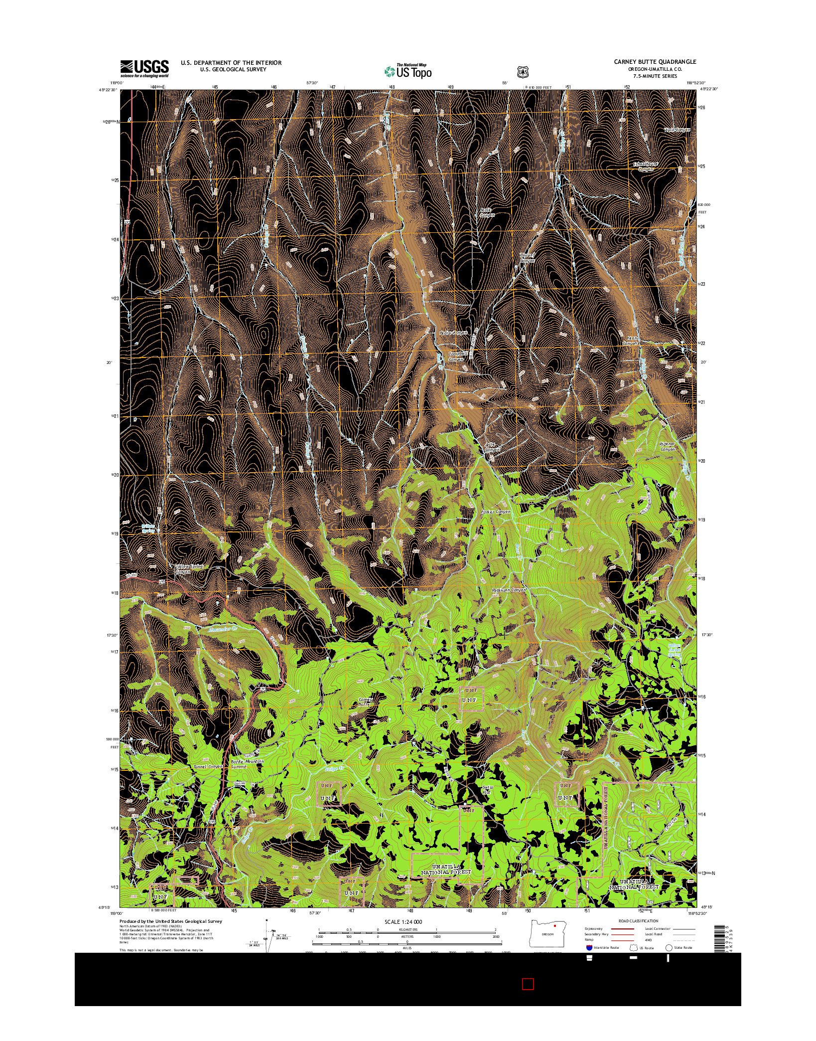 USGS US TOPO 7.5-MINUTE MAP FOR CARNEY BUTTE, OR 2014