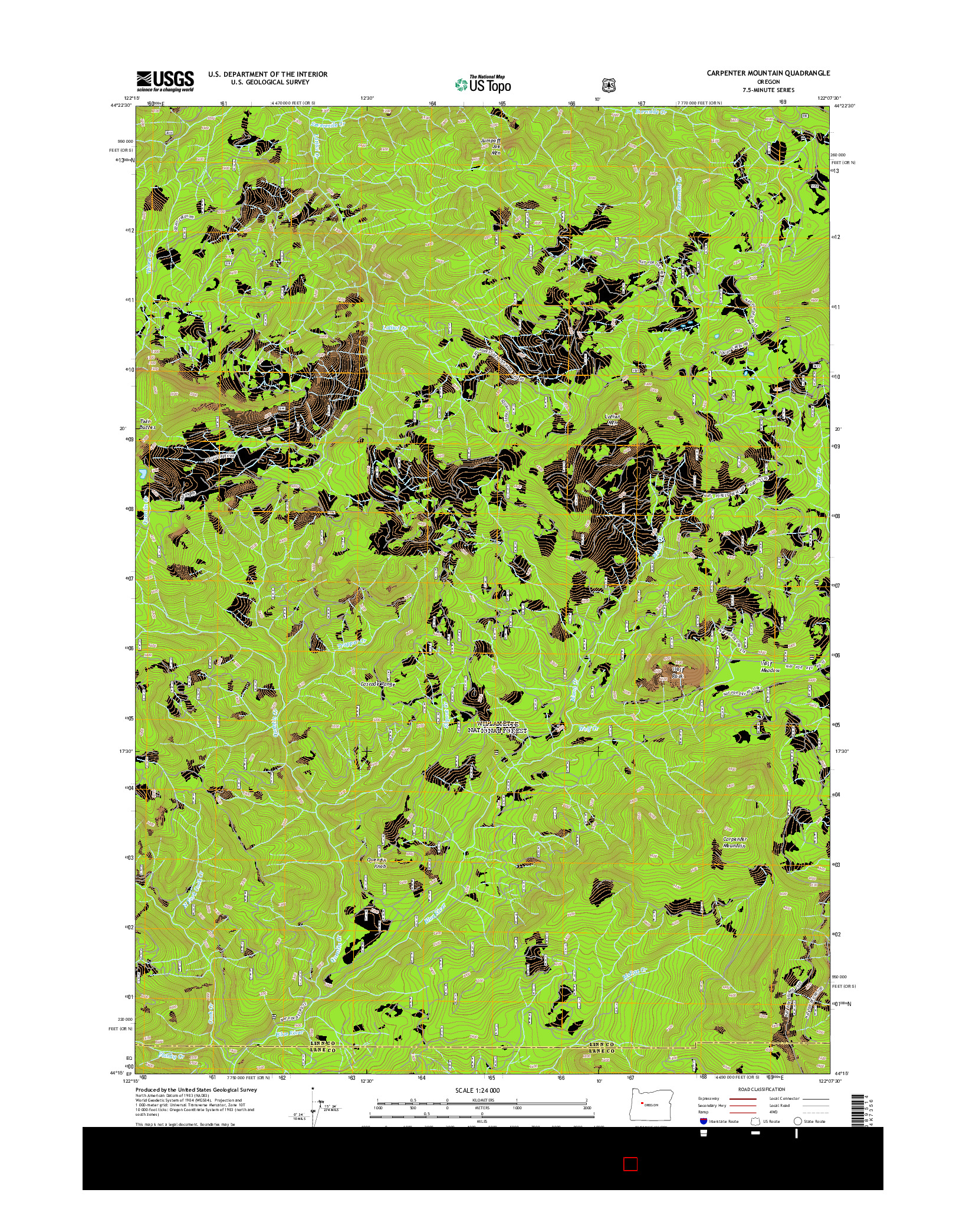 USGS US TOPO 7.5-MINUTE MAP FOR CARPENTER MOUNTAIN, OR 2014