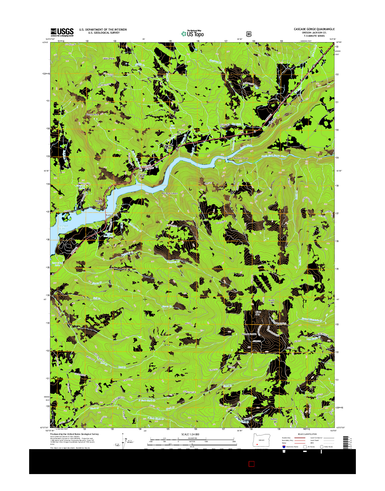 USGS US TOPO 7.5-MINUTE MAP FOR CASCADE GORGE, OR 2014