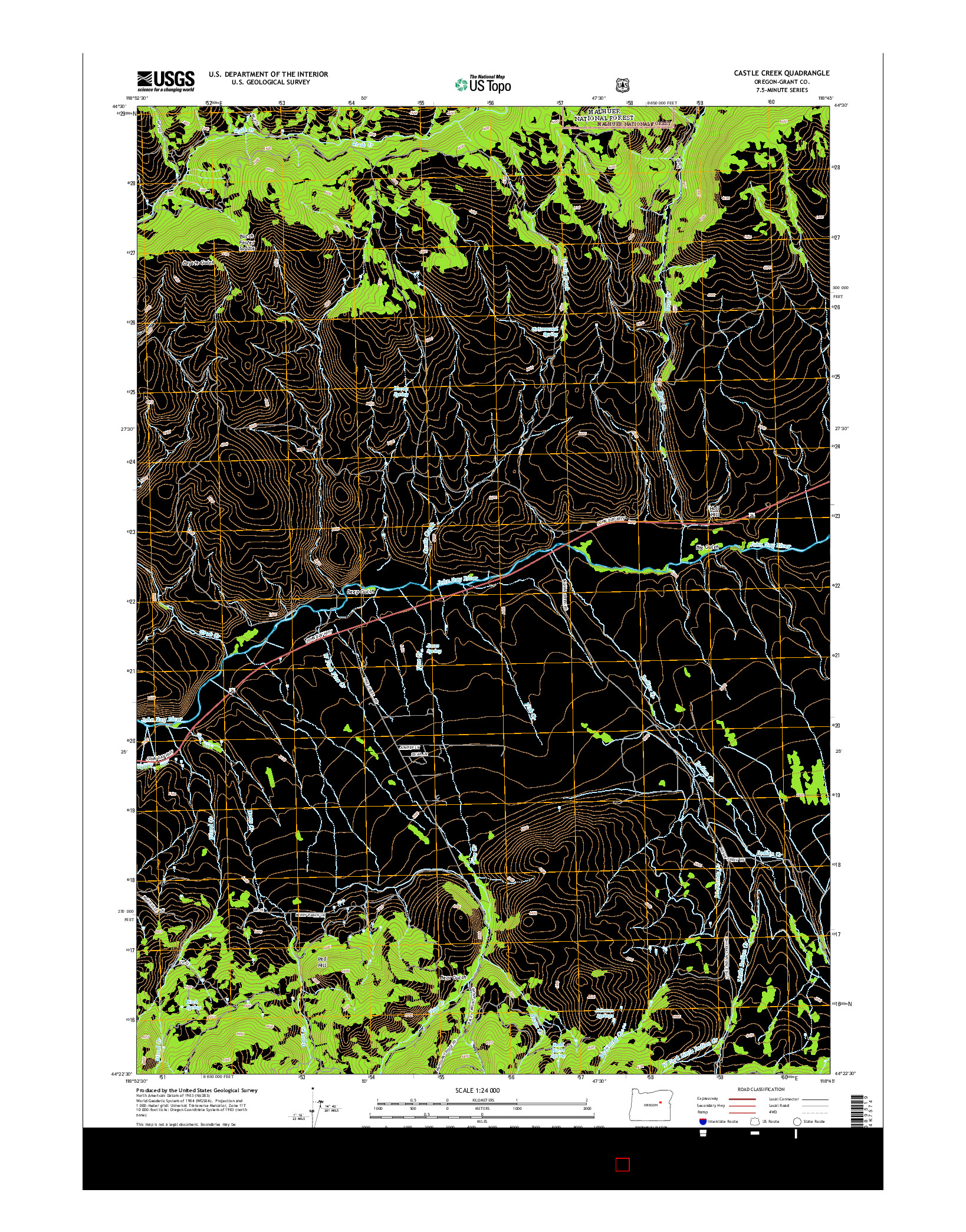 USGS US TOPO 7.5-MINUTE MAP FOR CASTLE CREEK, OR 2014