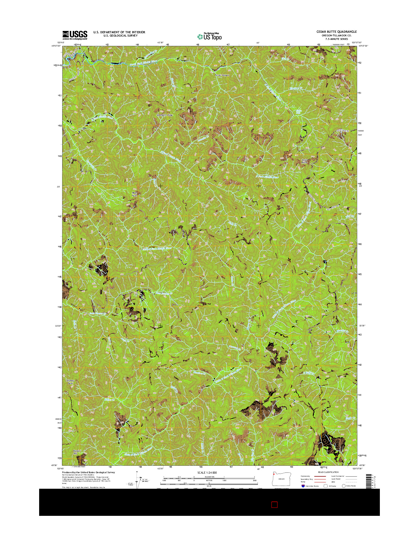 USGS US TOPO 7.5-MINUTE MAP FOR CEDAR BUTTE, OR 2014