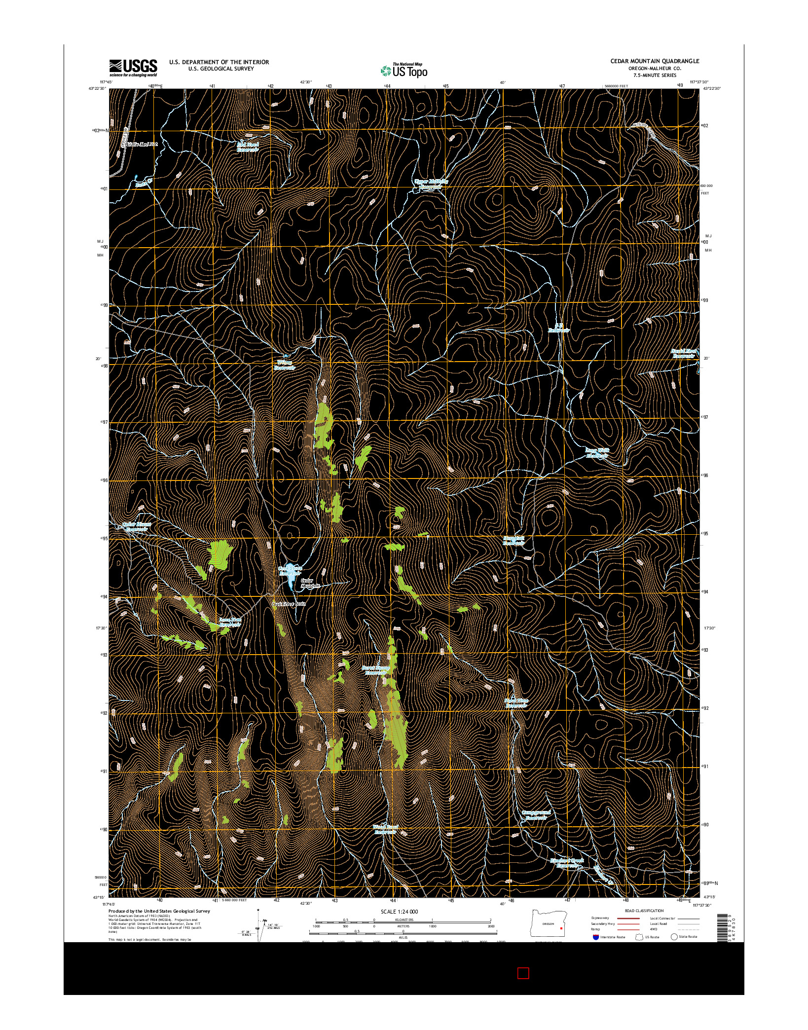 USGS US TOPO 7.5-MINUTE MAP FOR CEDAR MOUNTAIN, OR 2014