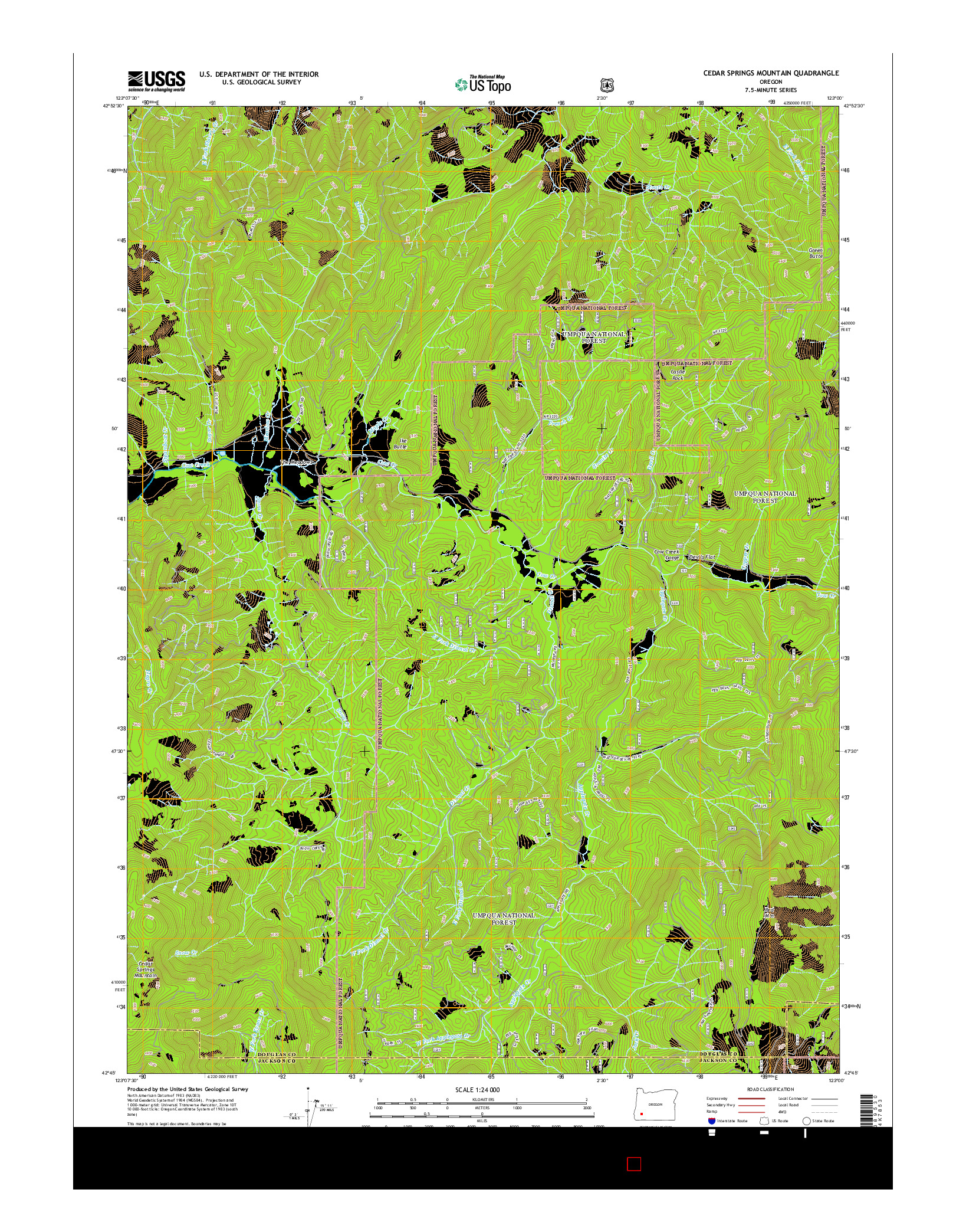 USGS US TOPO 7.5-MINUTE MAP FOR CEDAR SPRINGS MOUNTAIN, OR 2014