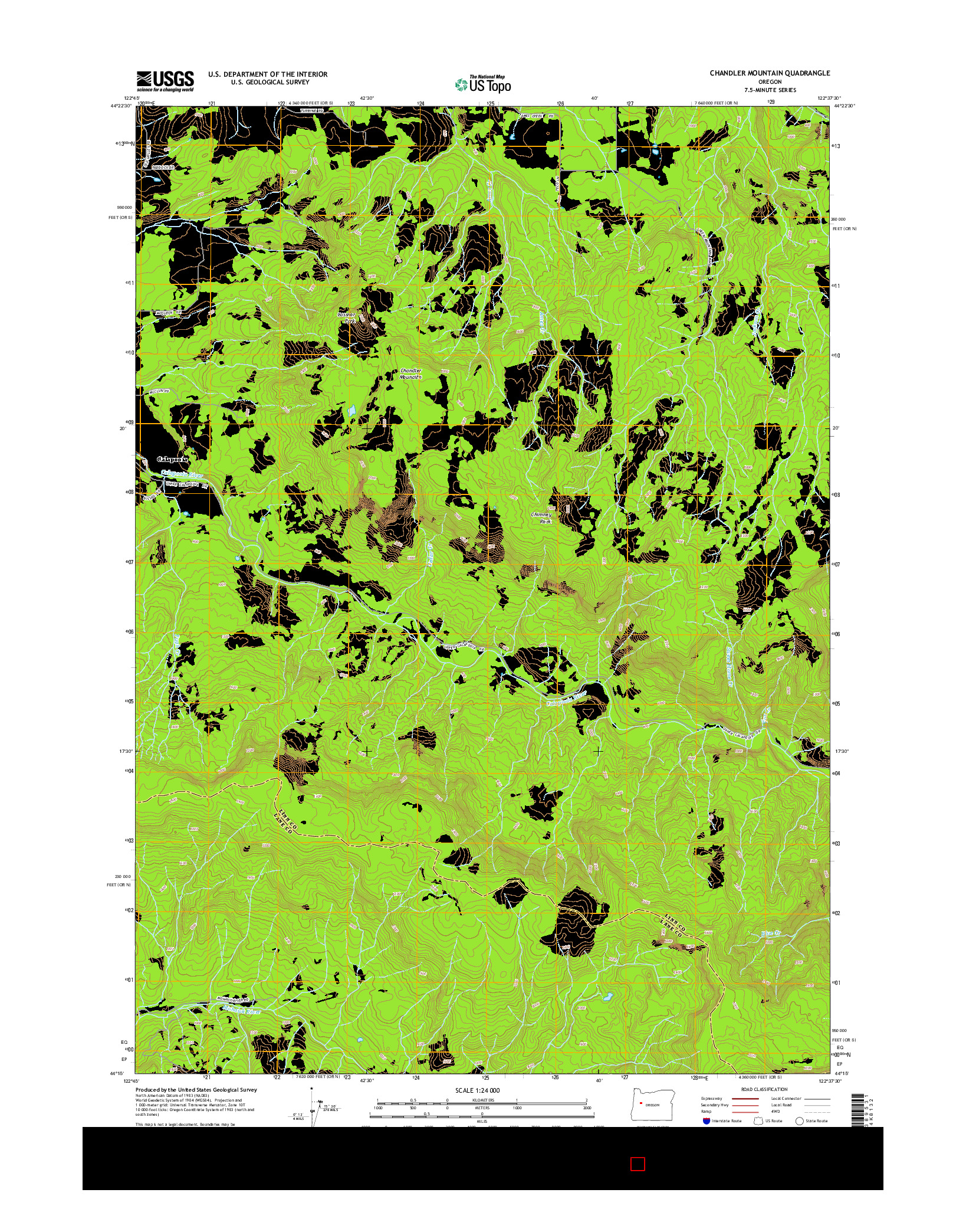 USGS US TOPO 7.5-MINUTE MAP FOR CHANDLER MOUNTAIN, OR 2014