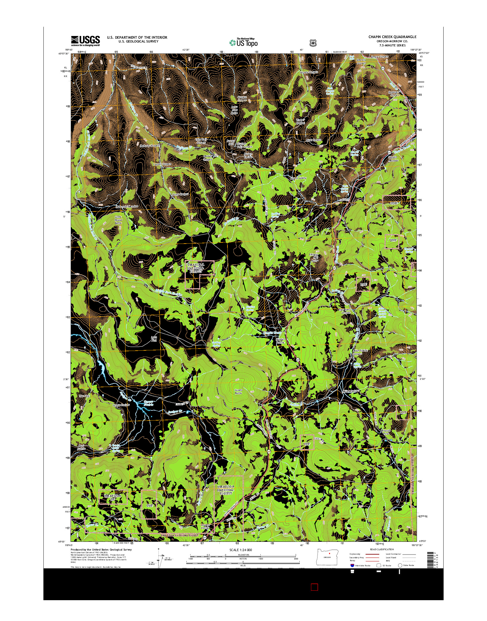 USGS US TOPO 7.5-MINUTE MAP FOR CHAPIN CREEK, OR 2014