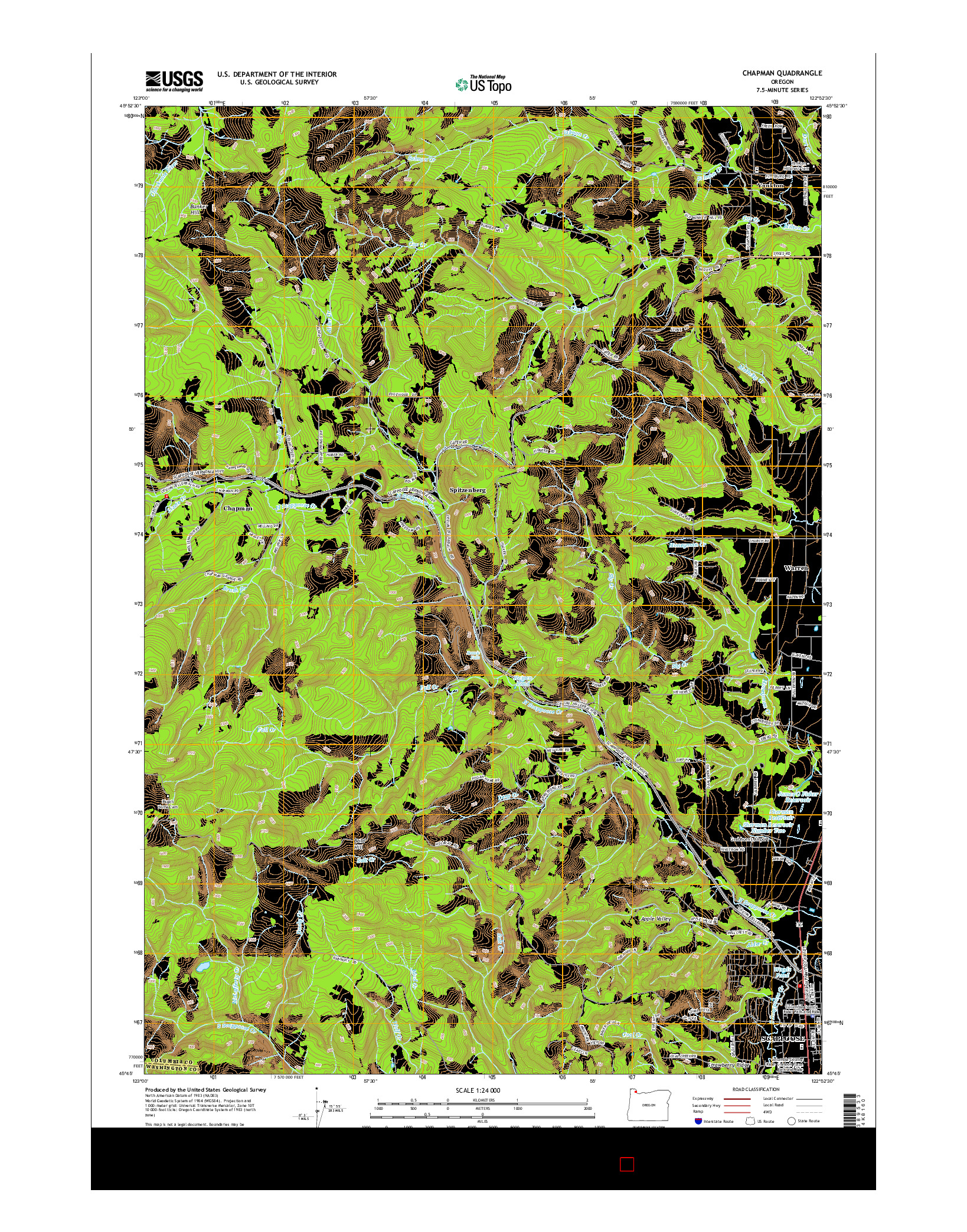 USGS US TOPO 7.5-MINUTE MAP FOR CHAPMAN, OR 2014
