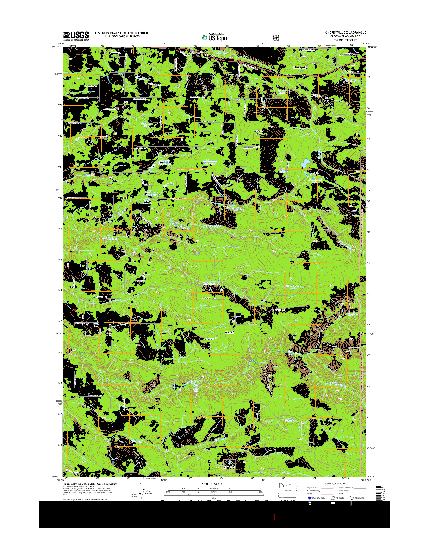 USGS US TOPO 7.5-MINUTE MAP FOR CHERRYVILLE, OR 2014