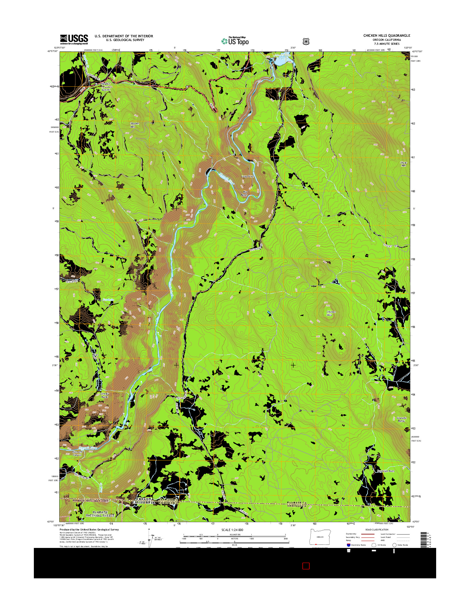 USGS US TOPO 7.5-MINUTE MAP FOR CHICKEN HILLS, OR-CA 2014