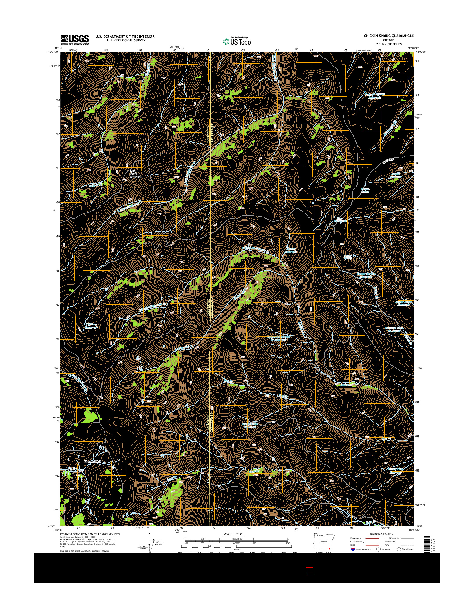 USGS US TOPO 7.5-MINUTE MAP FOR CHICKEN SPRING, OR 2014