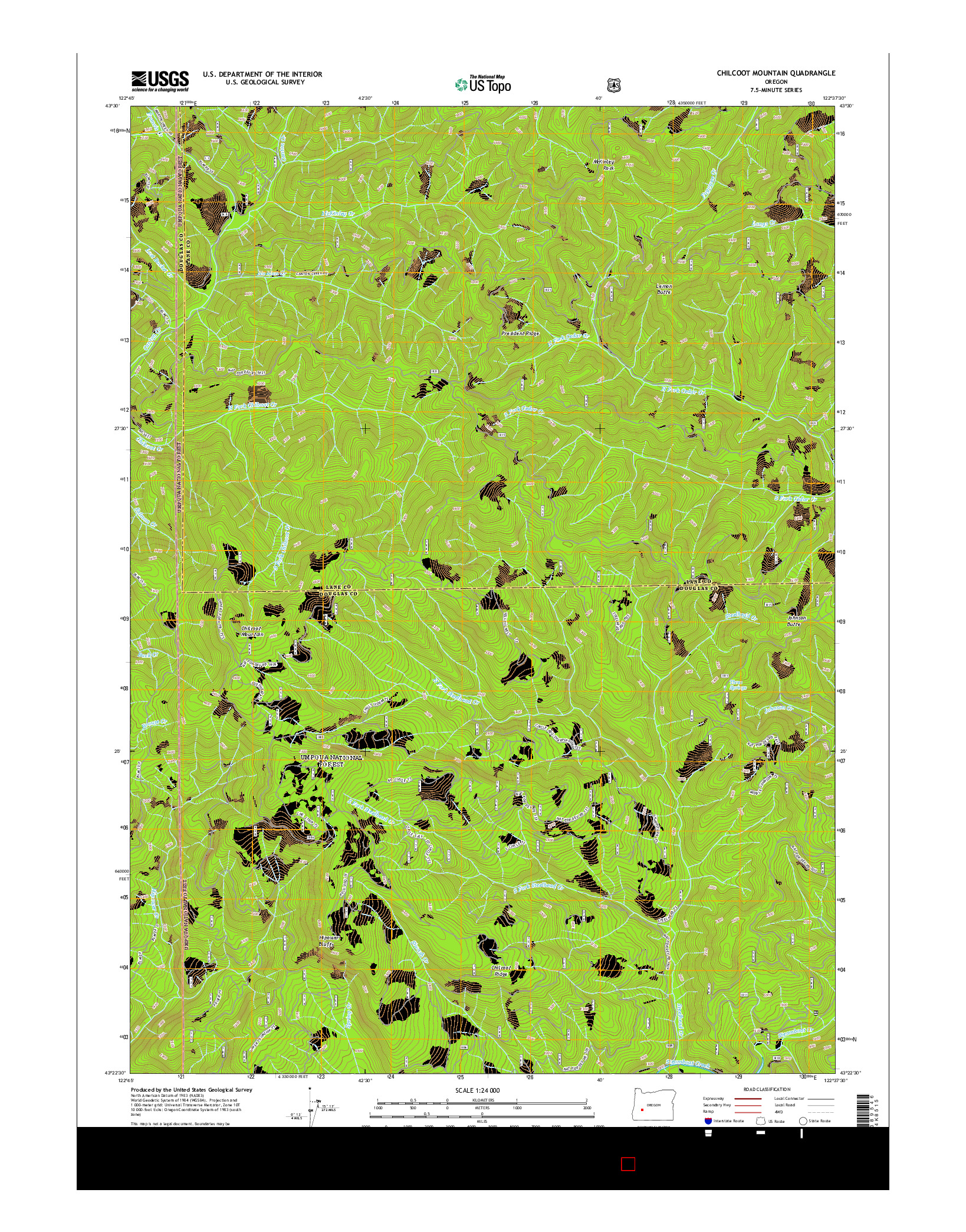 USGS US TOPO 7.5-MINUTE MAP FOR CHILCOOT MOUNTAIN, OR 2014