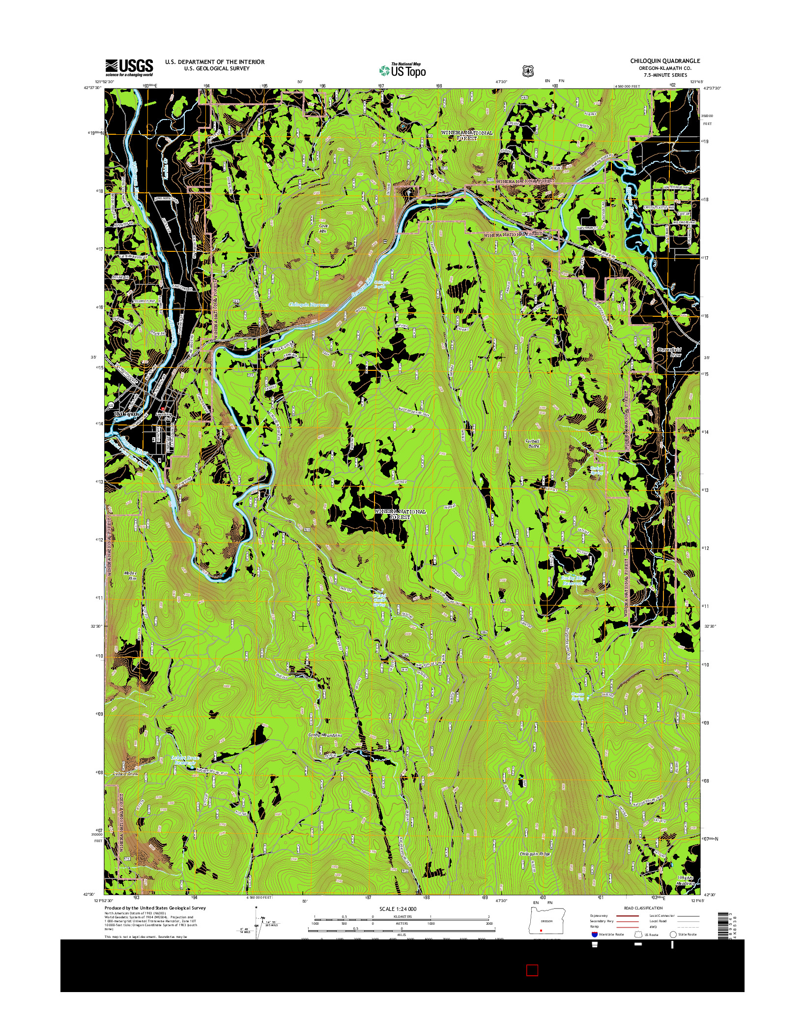 USGS US TOPO 7.5-MINUTE MAP FOR CHILOQUIN, OR 2014