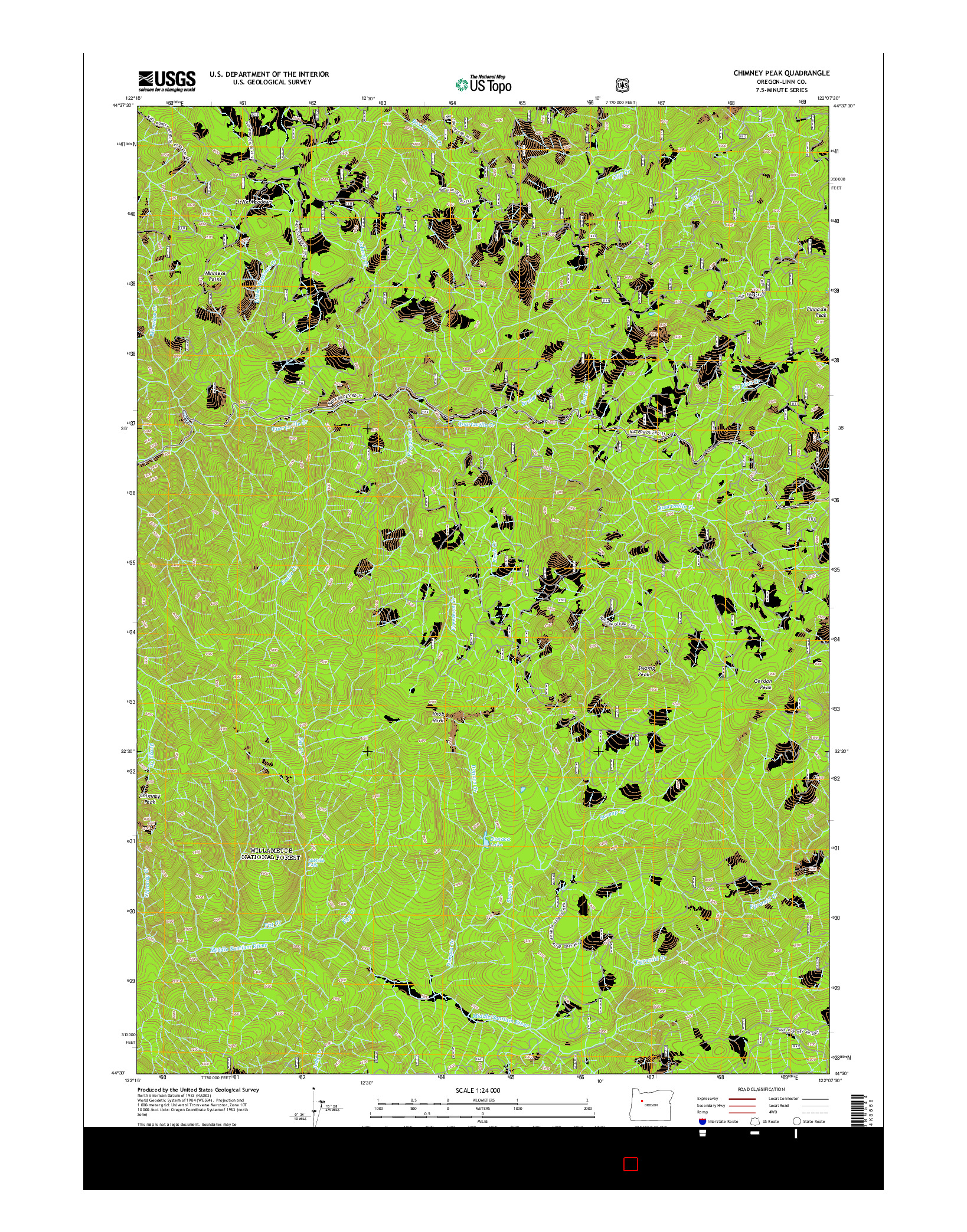 USGS US TOPO 7.5-MINUTE MAP FOR CHIMNEY PEAK, OR 2014