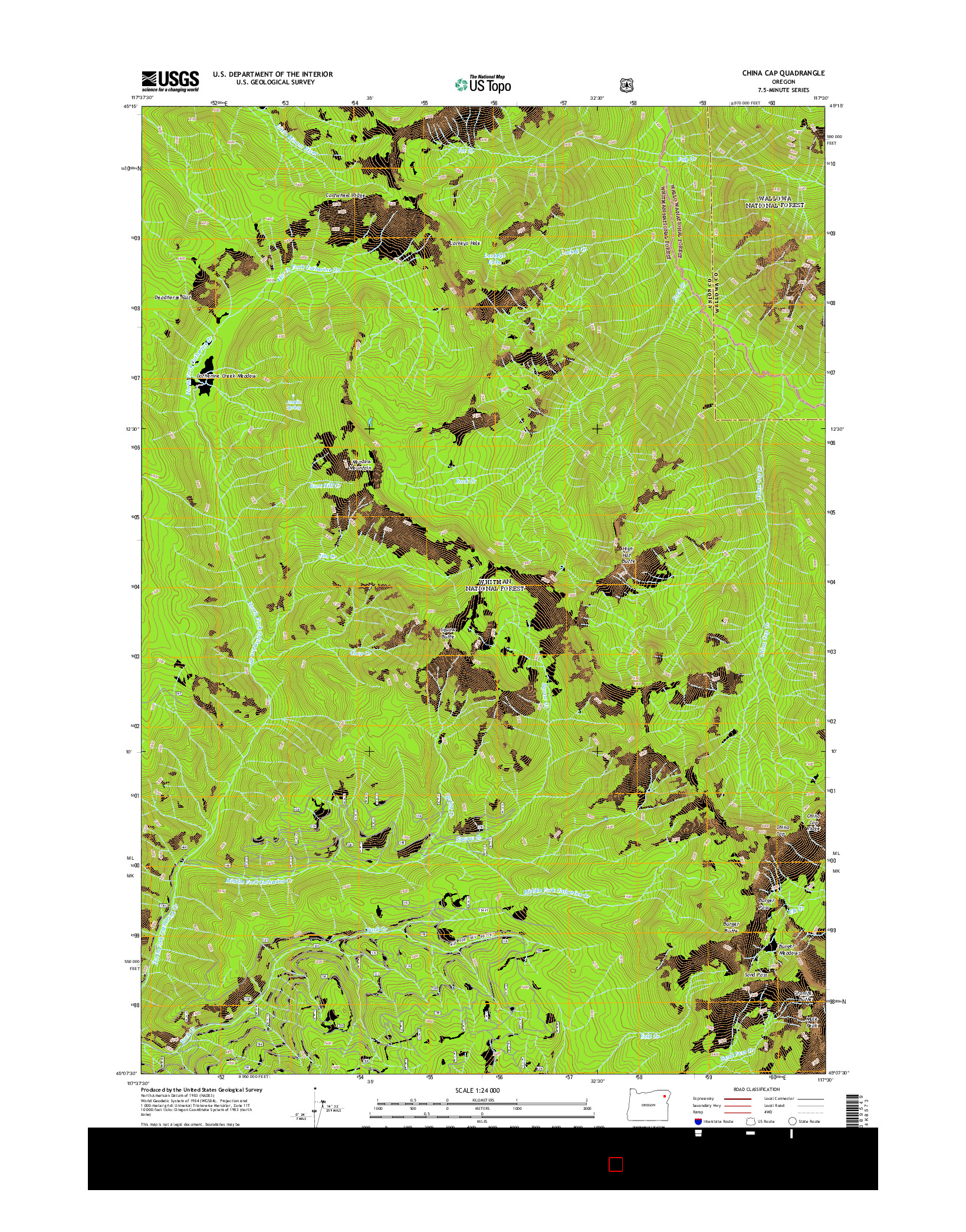 USGS US TOPO 7.5-MINUTE MAP FOR CHINA CAP, OR 2014