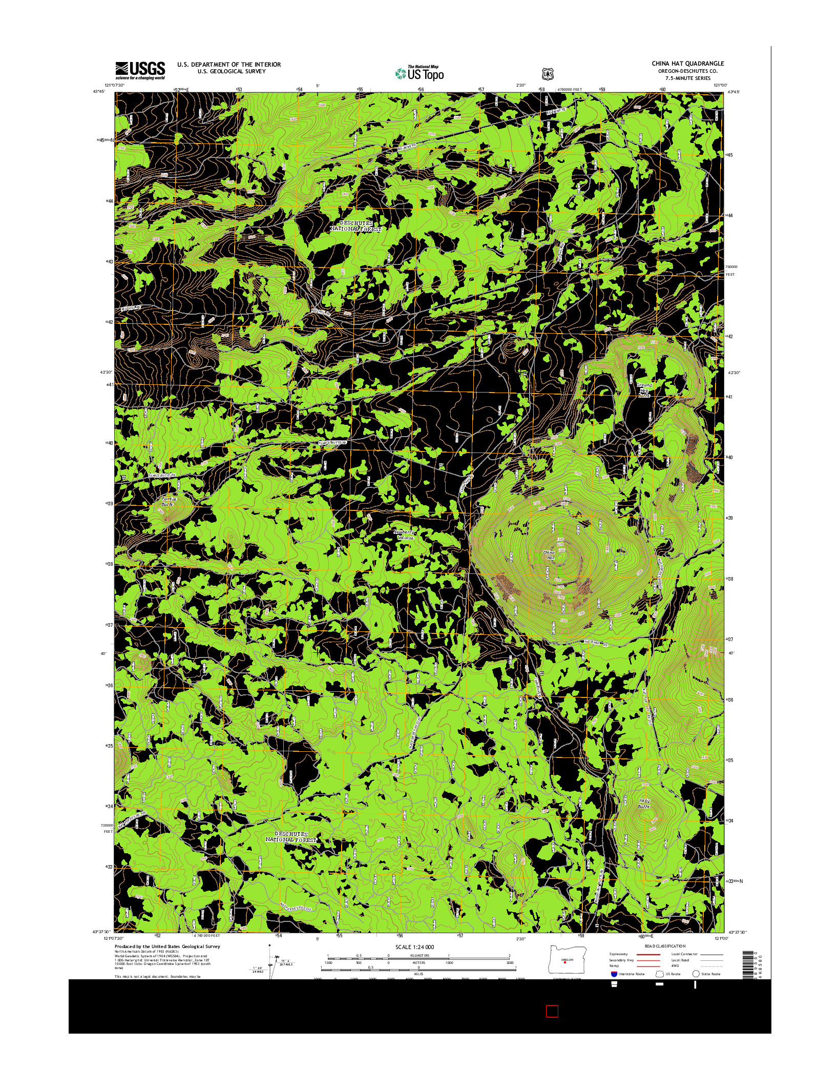 USGS US TOPO 7.5-MINUTE MAP FOR CHINA HAT, OR 2014