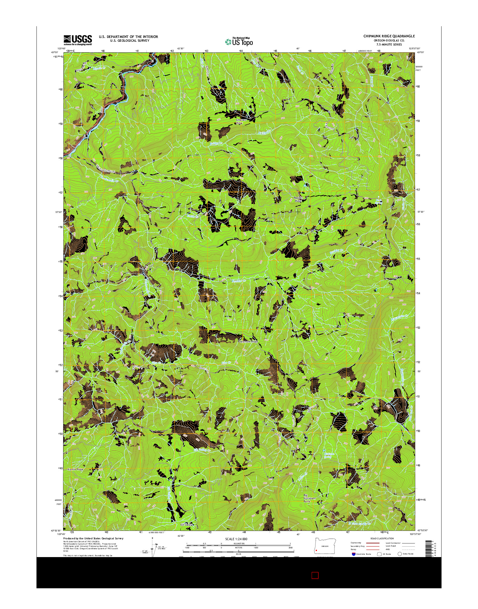 USGS US TOPO 7.5-MINUTE MAP FOR CHIPMUNK RIDGE, OR 2014