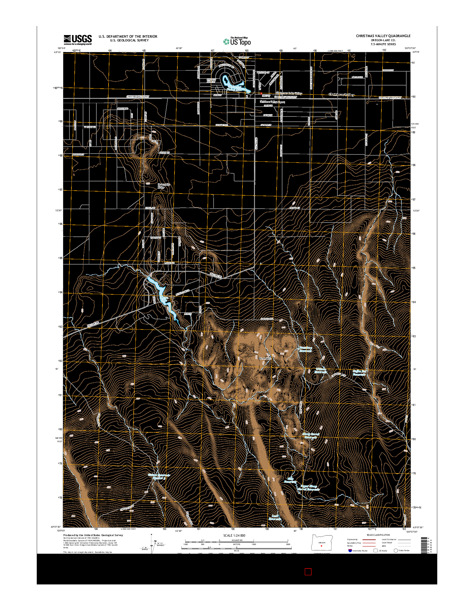 USGS US TOPO 7.5-MINUTE MAP FOR CHRISTMAS VALLEY, OR 2014