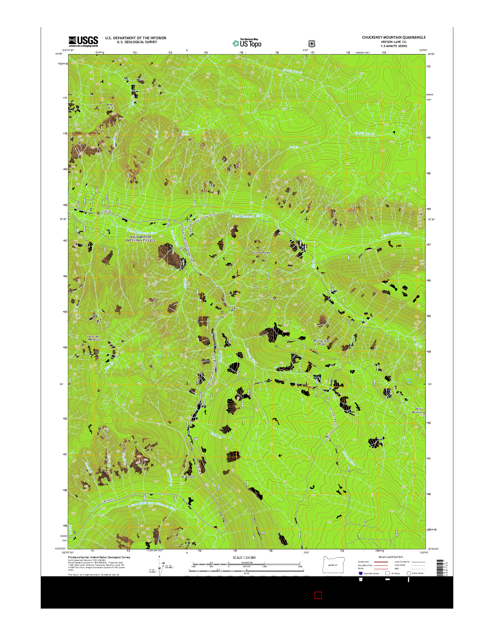 USGS US TOPO 7.5-MINUTE MAP FOR CHUCKSNEY MOUNTAIN, OR 2014