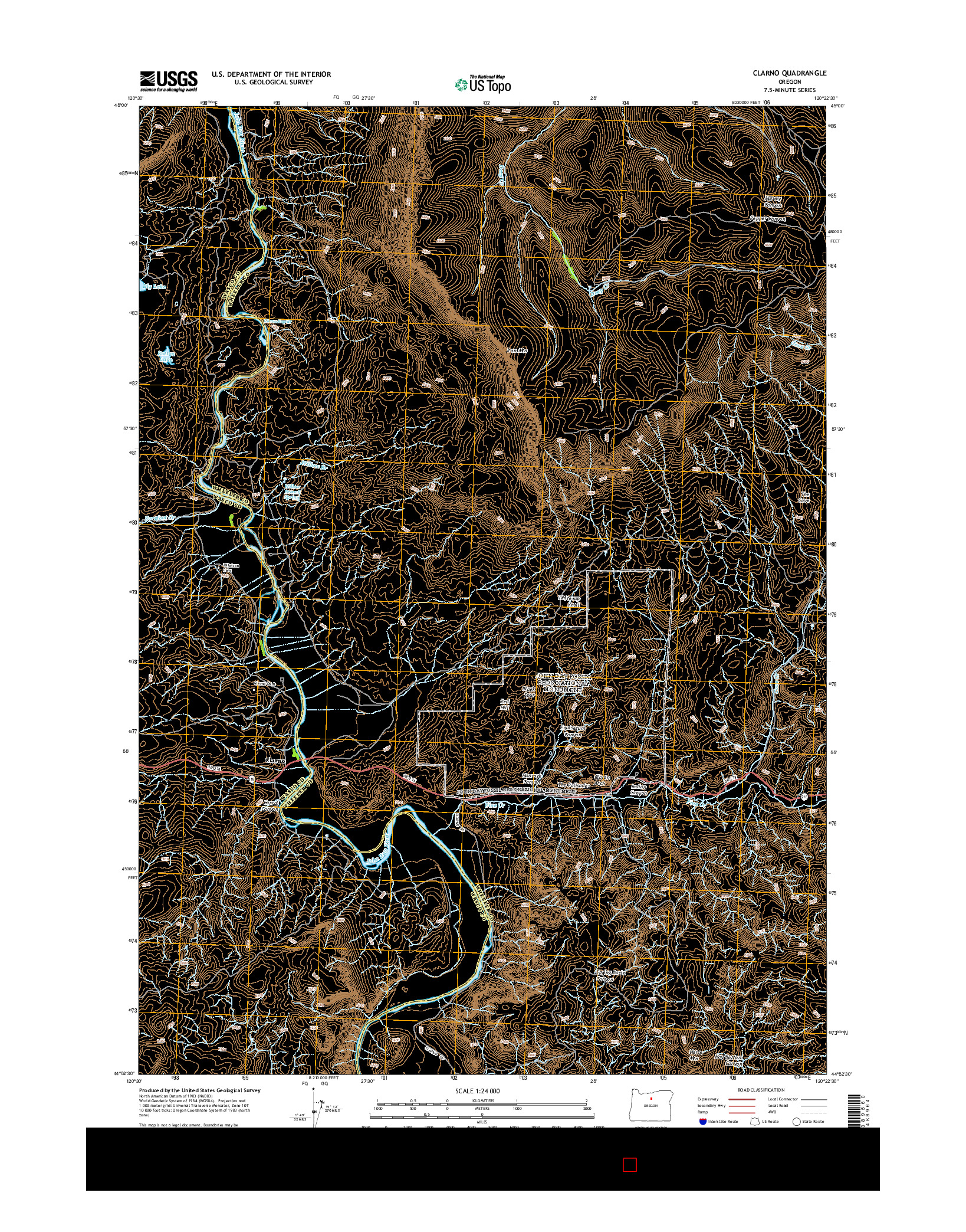 USGS US TOPO 7.5-MINUTE MAP FOR CLARNO, OR 2014