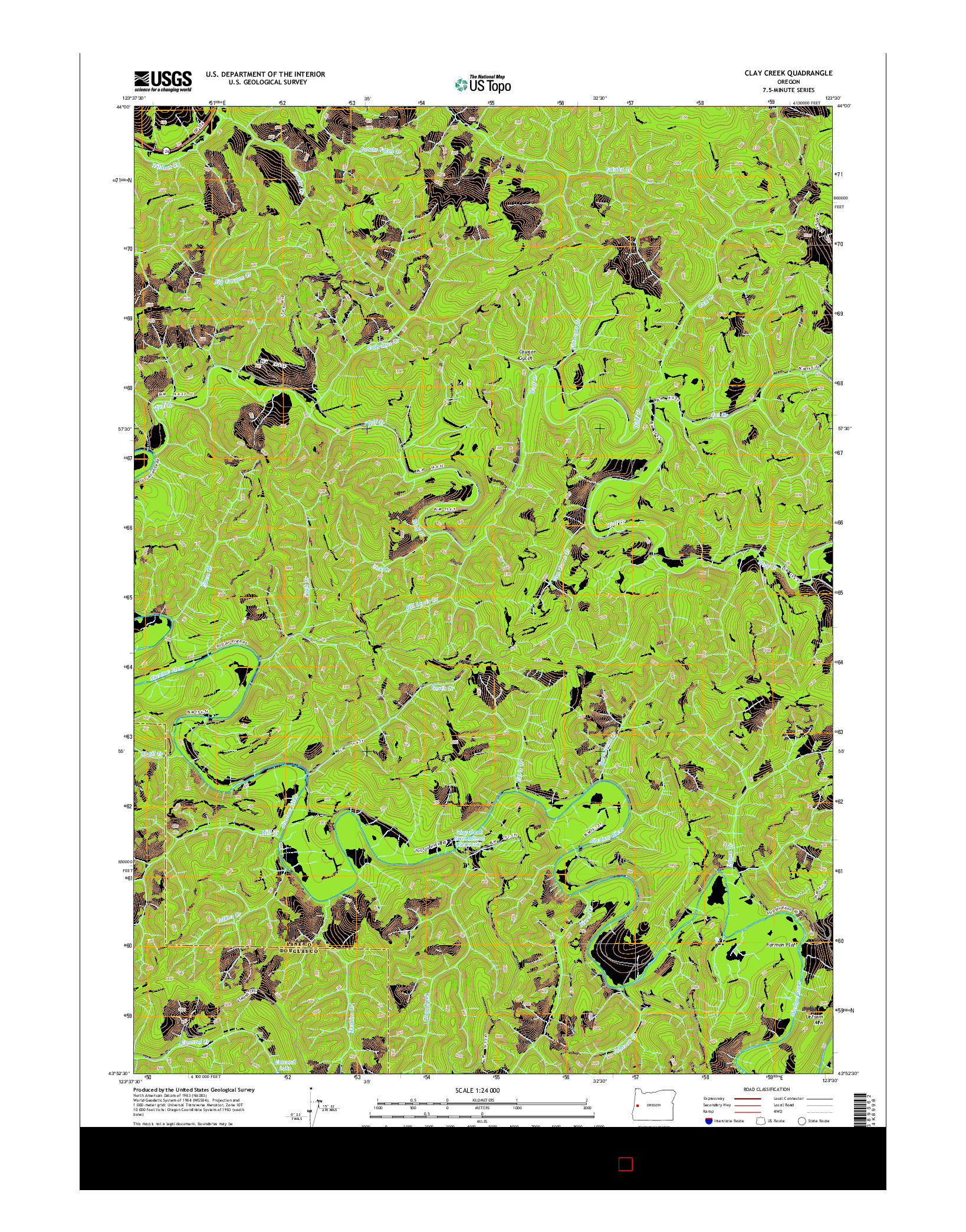 USGS US TOPO 7.5-MINUTE MAP FOR CLAY CREEK, OR 2014