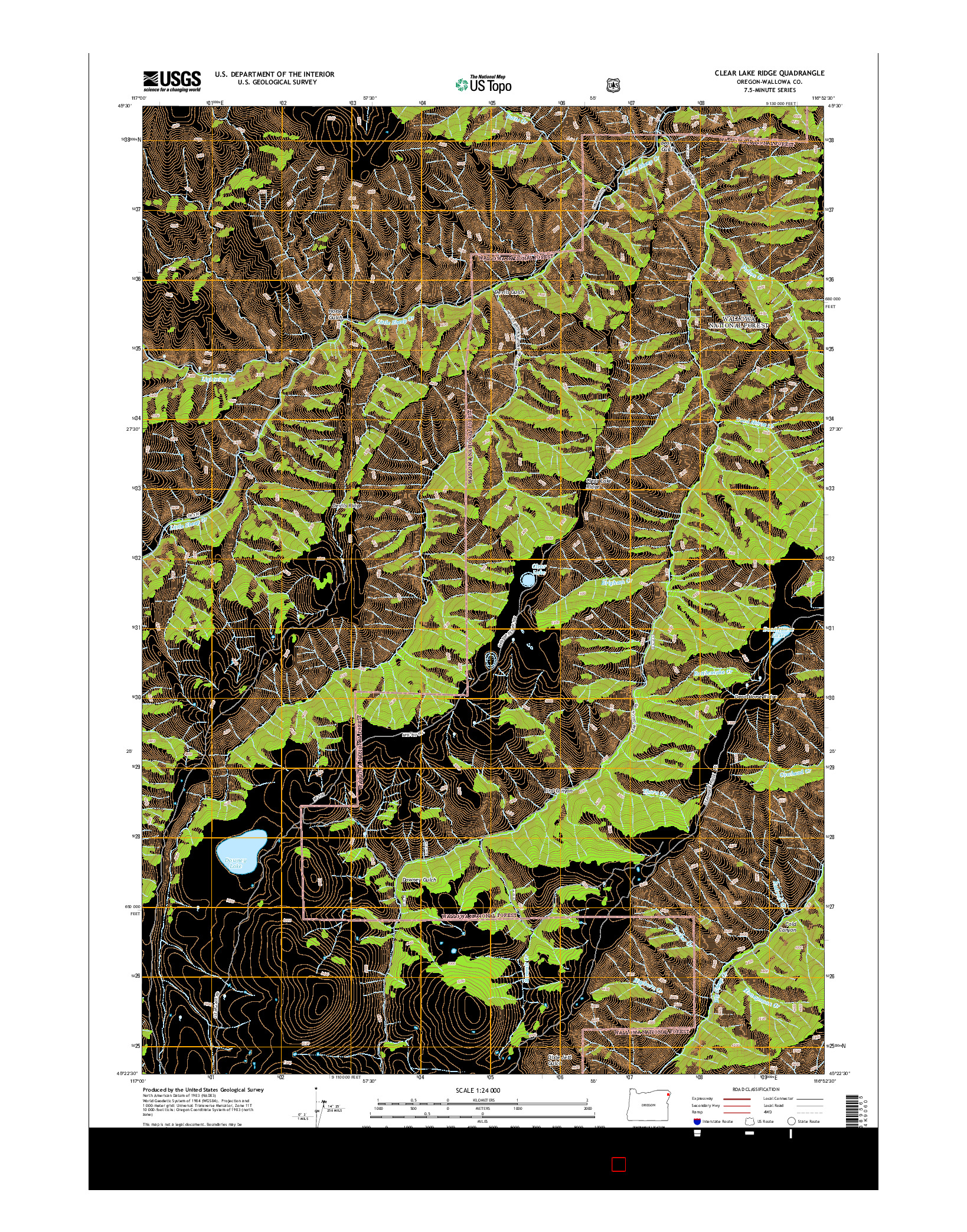 USGS US TOPO 7.5-MINUTE MAP FOR CLEAR LAKE RIDGE, OR 2014