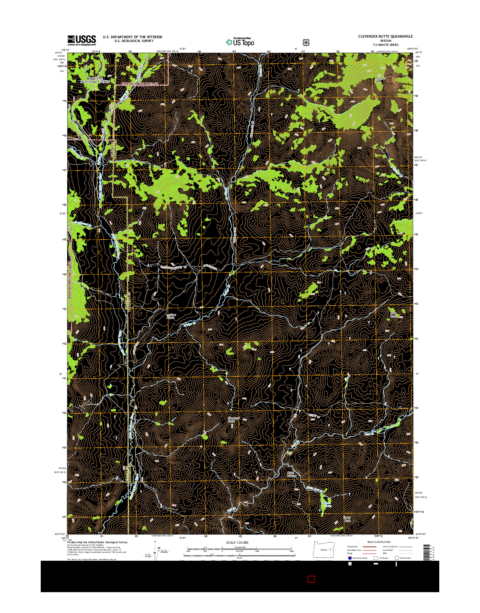 USGS US TOPO 7.5-MINUTE MAP FOR CLEVENGER BUTTE, OR 2014