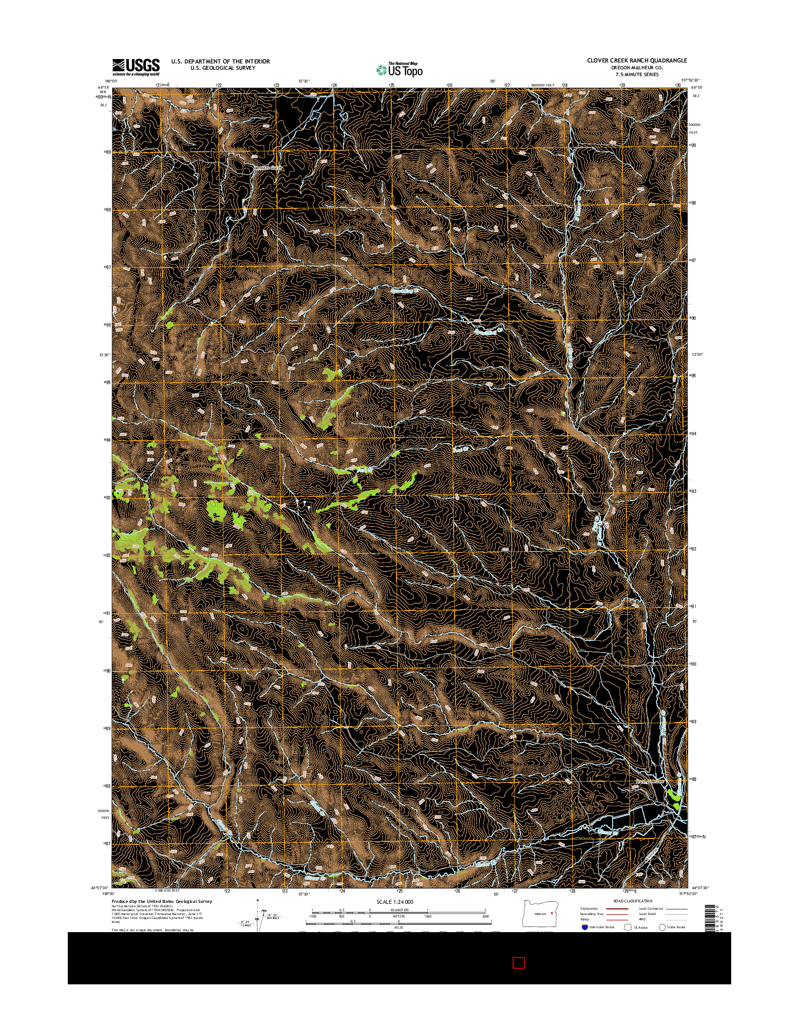 USGS US TOPO 7.5-MINUTE MAP FOR CLOVER CREEK RANCH, OR 2014