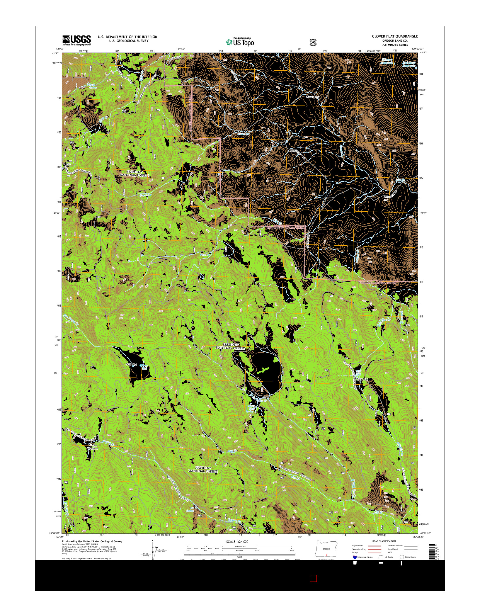 USGS US TOPO 7.5-MINUTE MAP FOR CLOVER FLAT, OR 2014