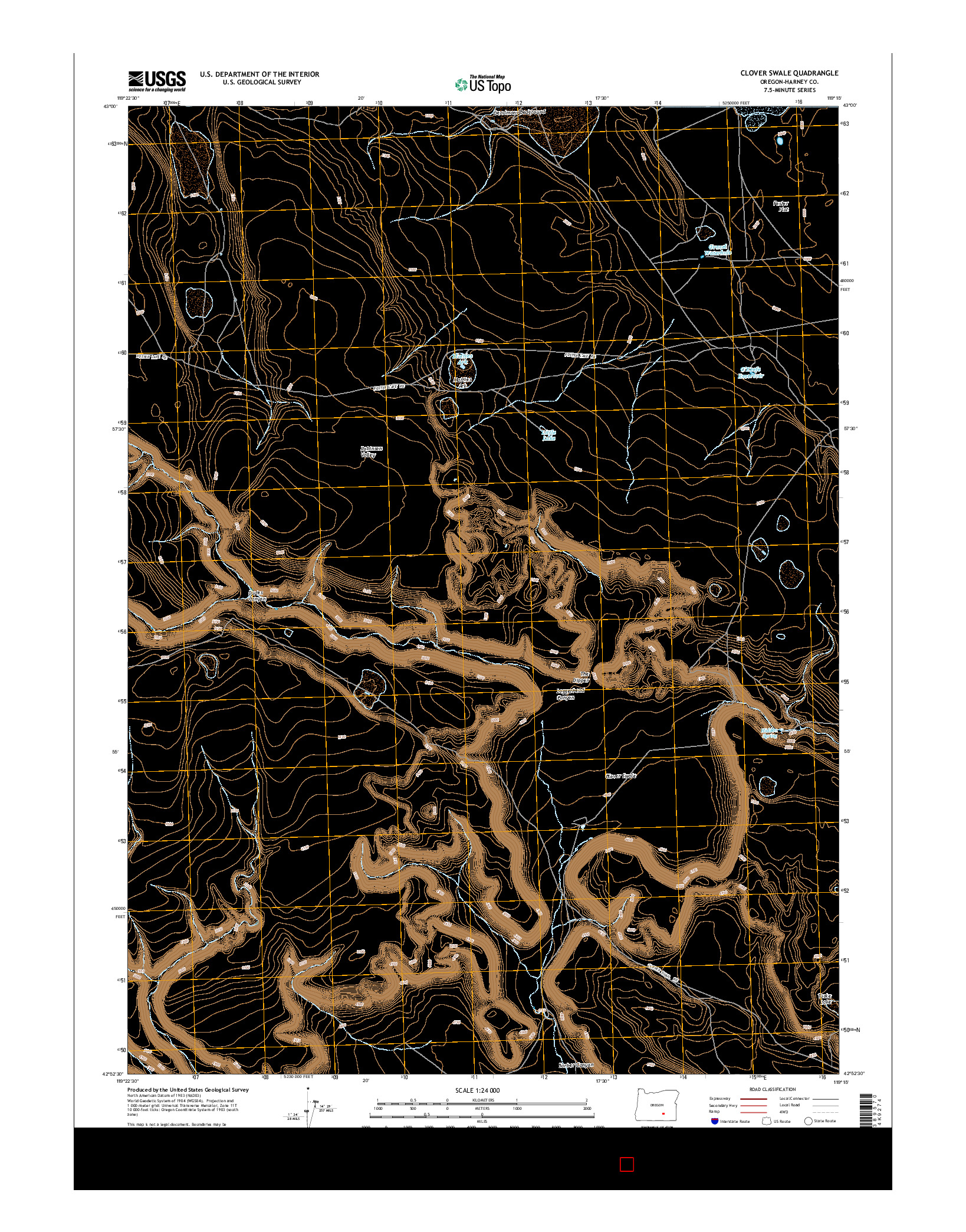 USGS US TOPO 7.5-MINUTE MAP FOR CLOVER SWALE, OR 2014