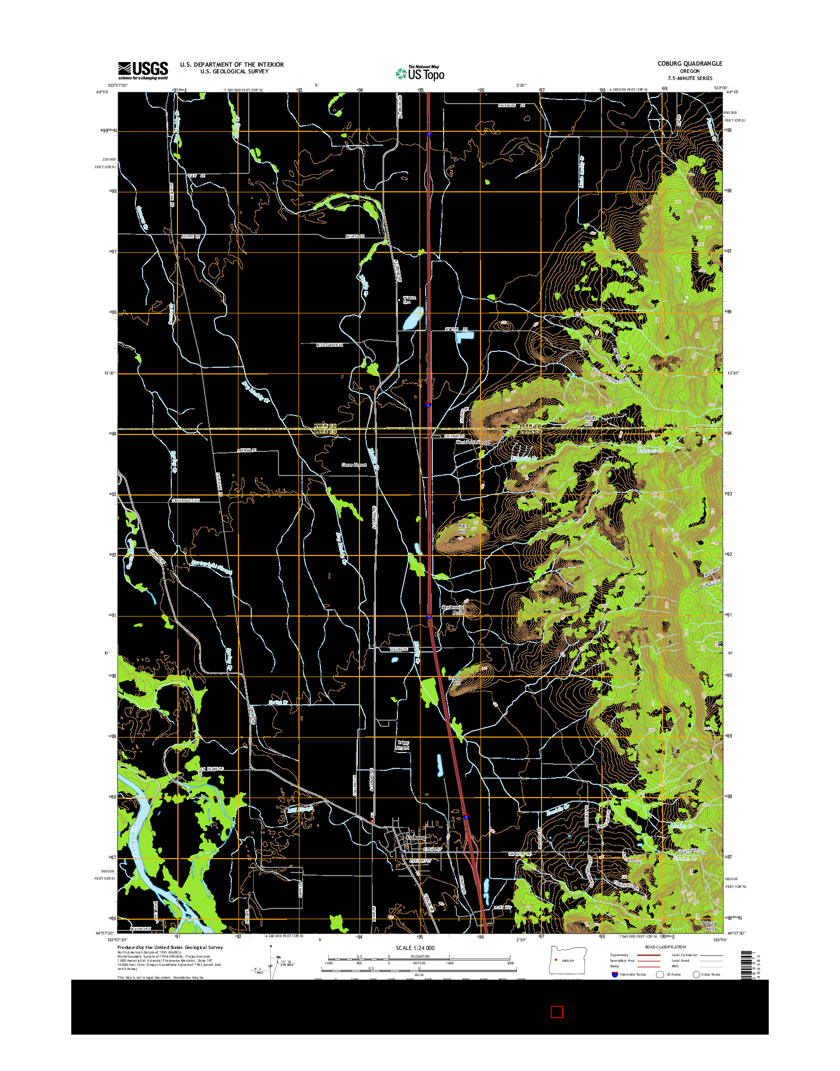USGS US TOPO 7.5-MINUTE MAP FOR COBURG, OR 2014