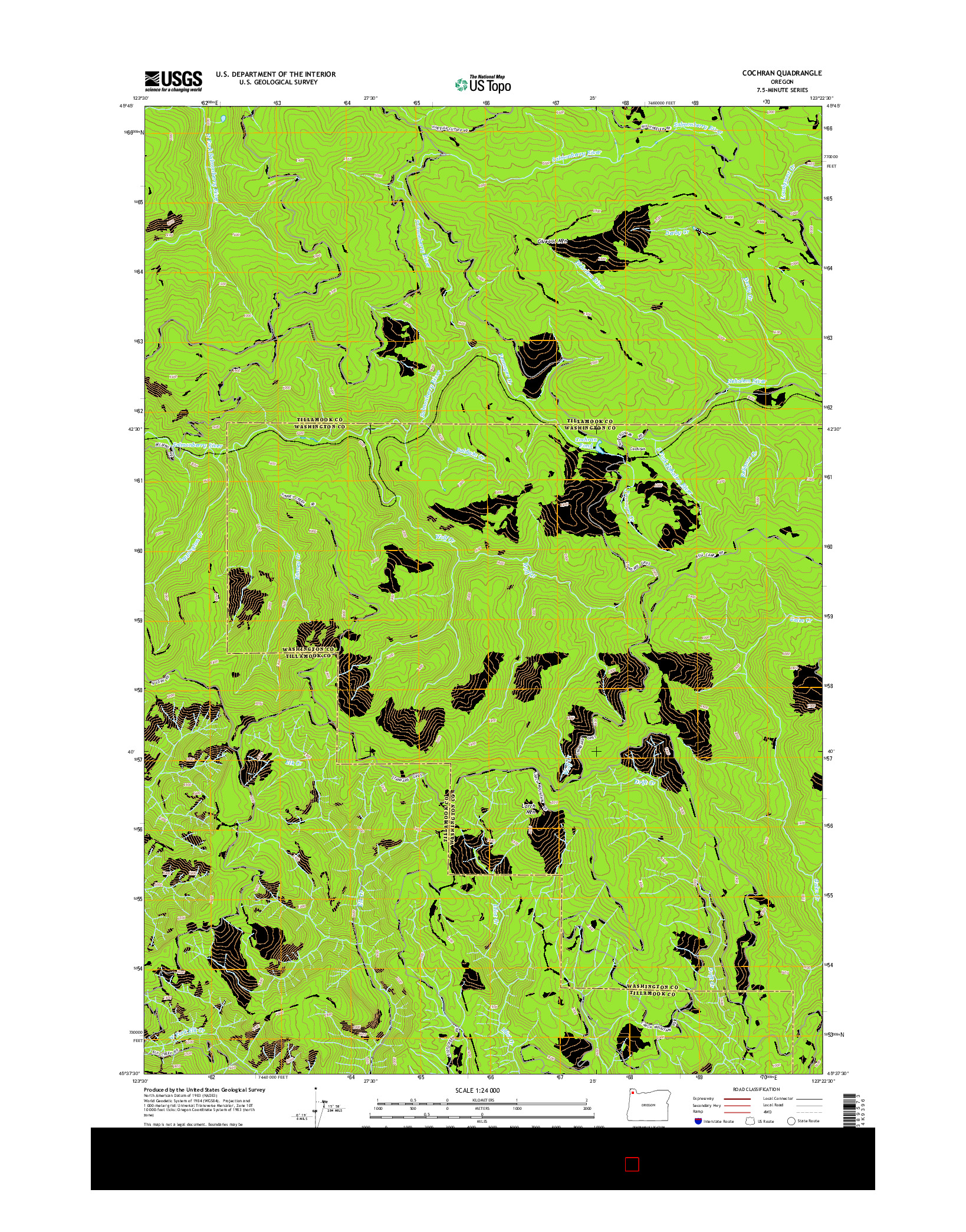 USGS US TOPO 7.5-MINUTE MAP FOR COCHRAN, OR 2014