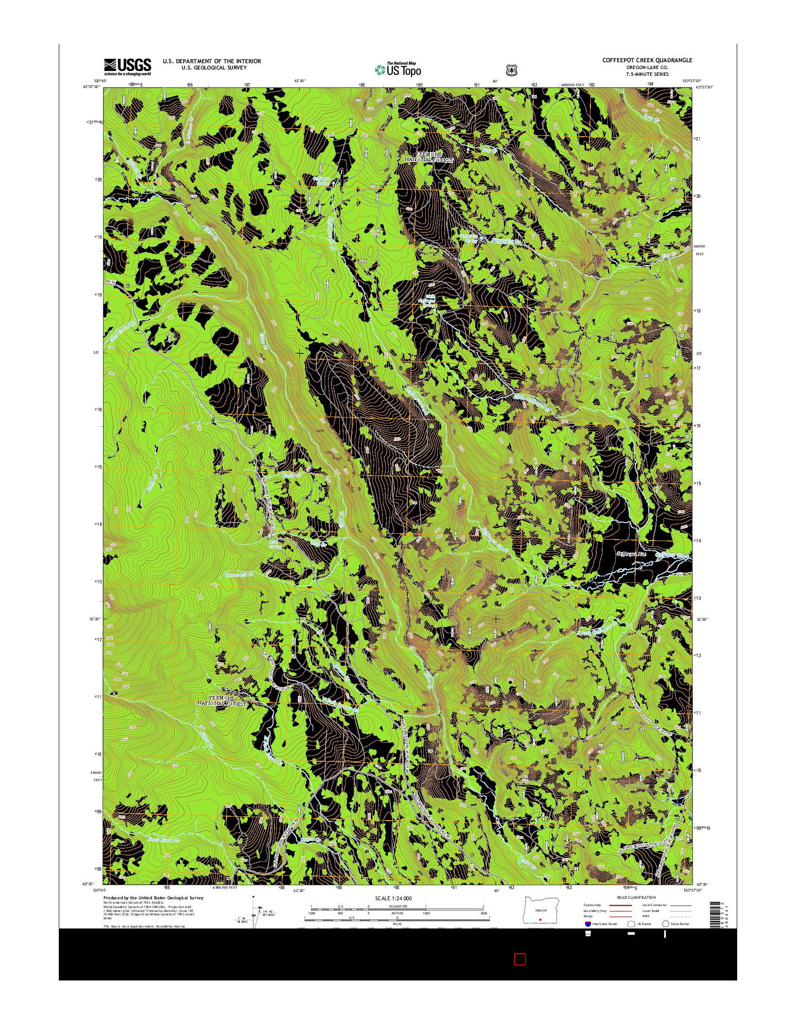 USGS US TOPO 7.5-MINUTE MAP FOR COFFEEPOT CREEK, OR 2014