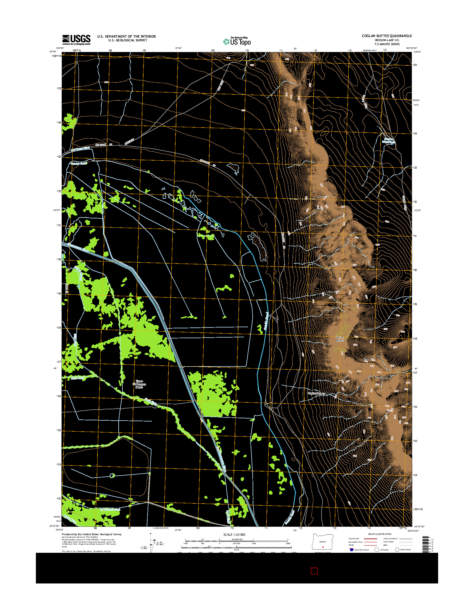 USGS US TOPO 7.5-MINUTE MAP FOR COGLAN BUTTES, OR 2014