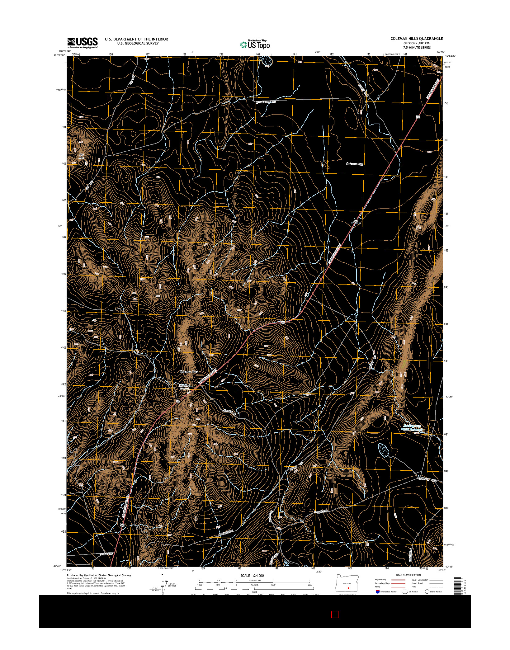 USGS US TOPO 7.5-MINUTE MAP FOR COLEMAN HILLS, OR 2014