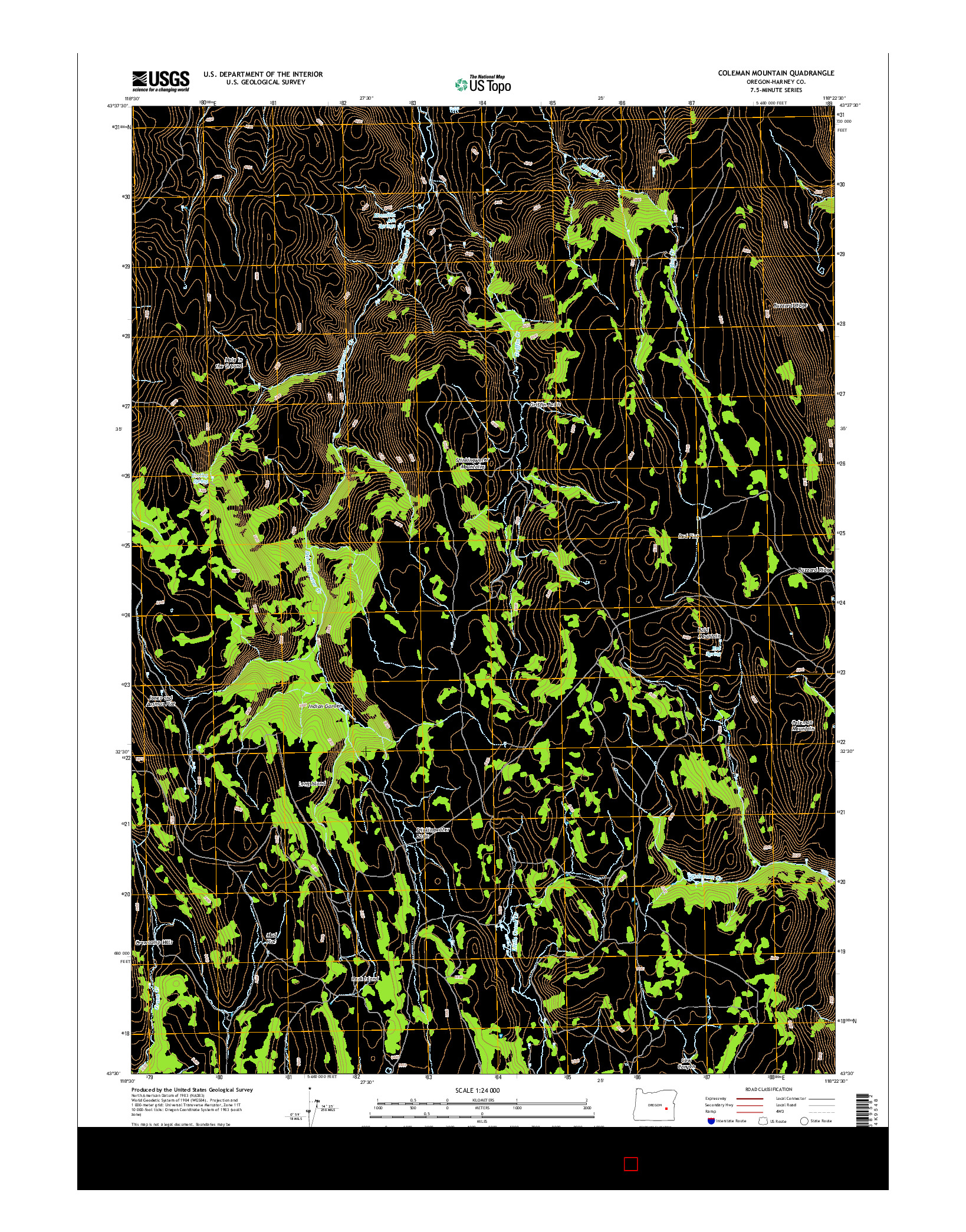 USGS US TOPO 7.5-MINUTE MAP FOR COLEMAN MOUNTAIN, OR 2014