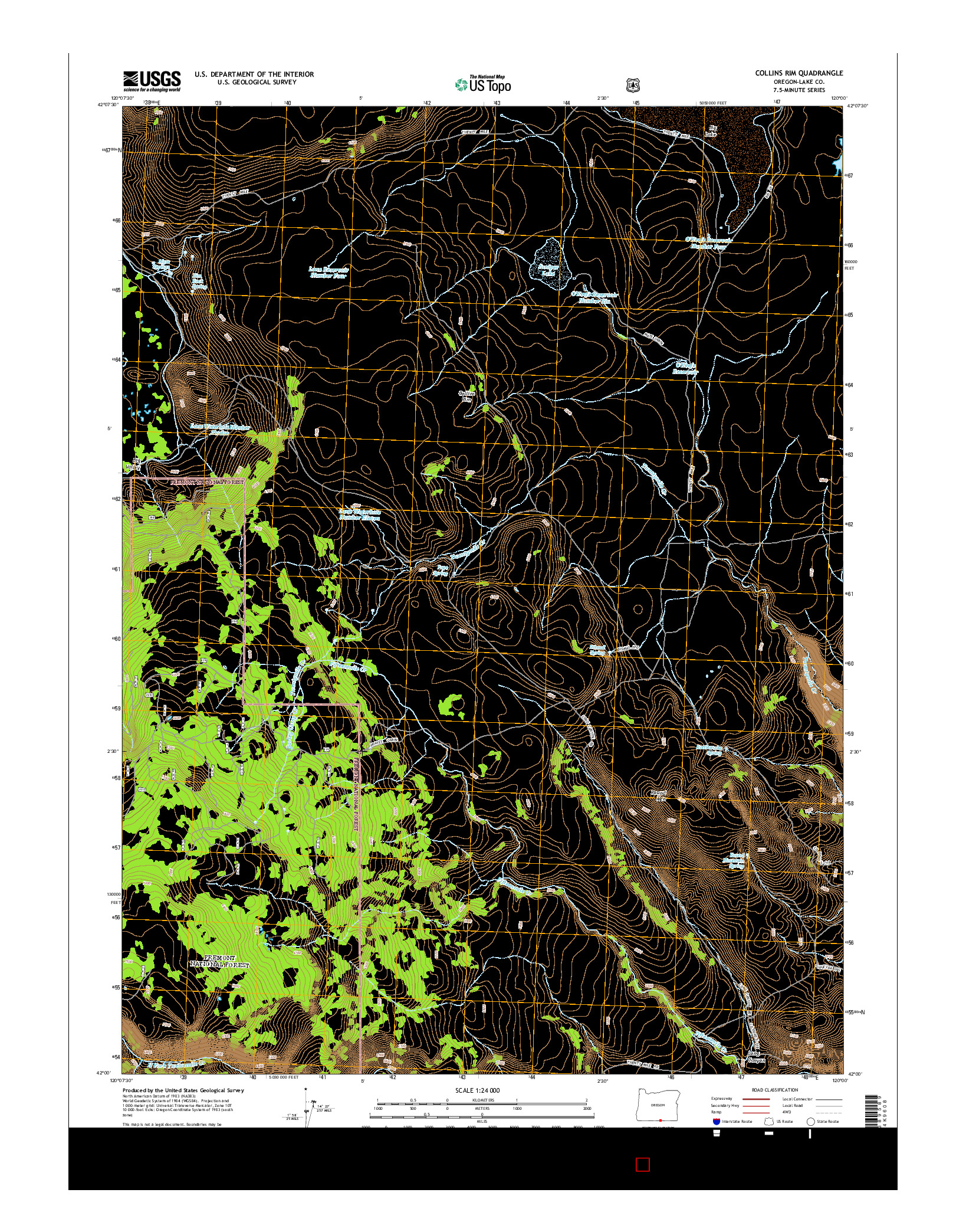 USGS US TOPO 7.5-MINUTE MAP FOR COLLINS RIM, OR 2014