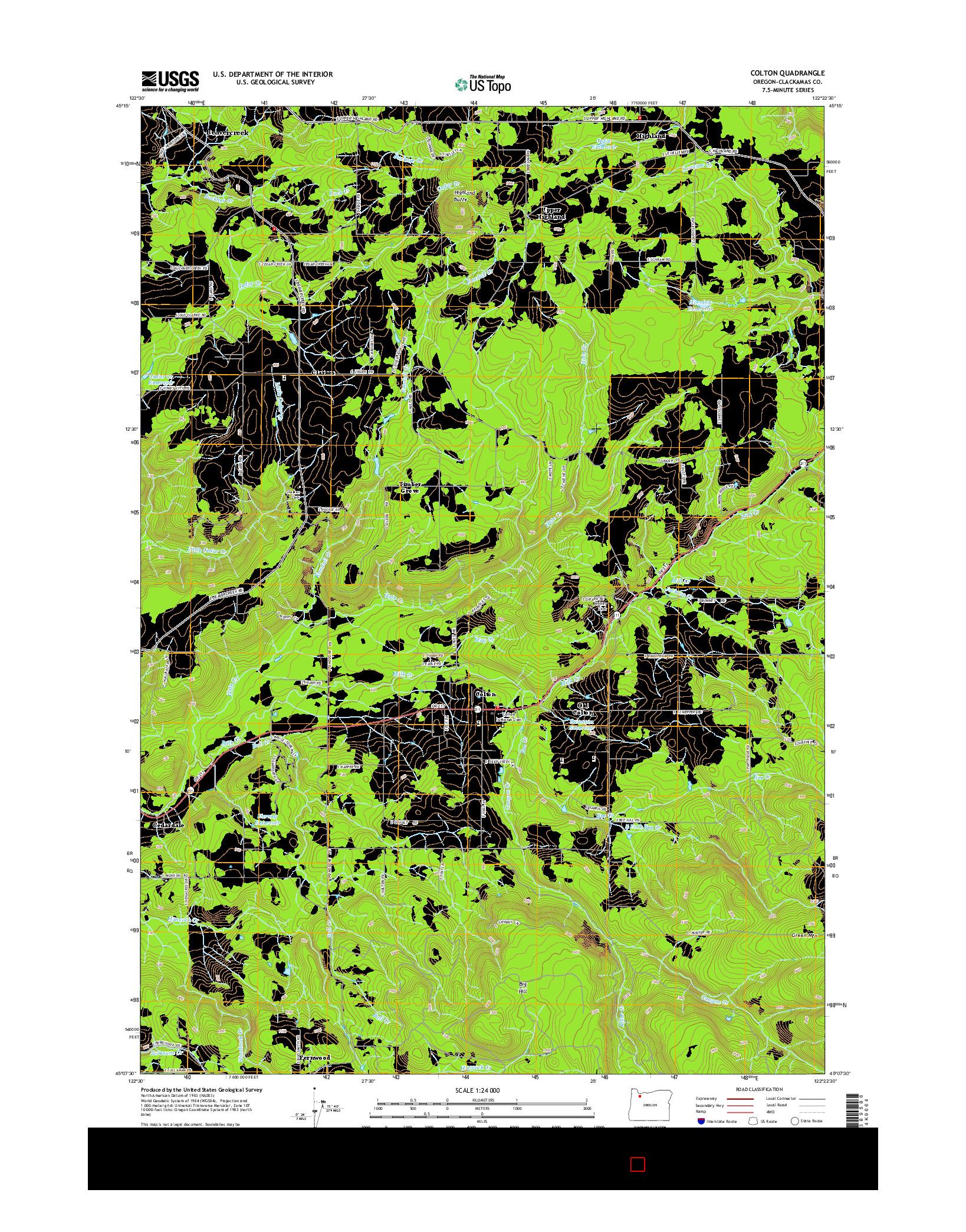 USGS US TOPO 7.5-MINUTE MAP FOR COLTON, OR 2014