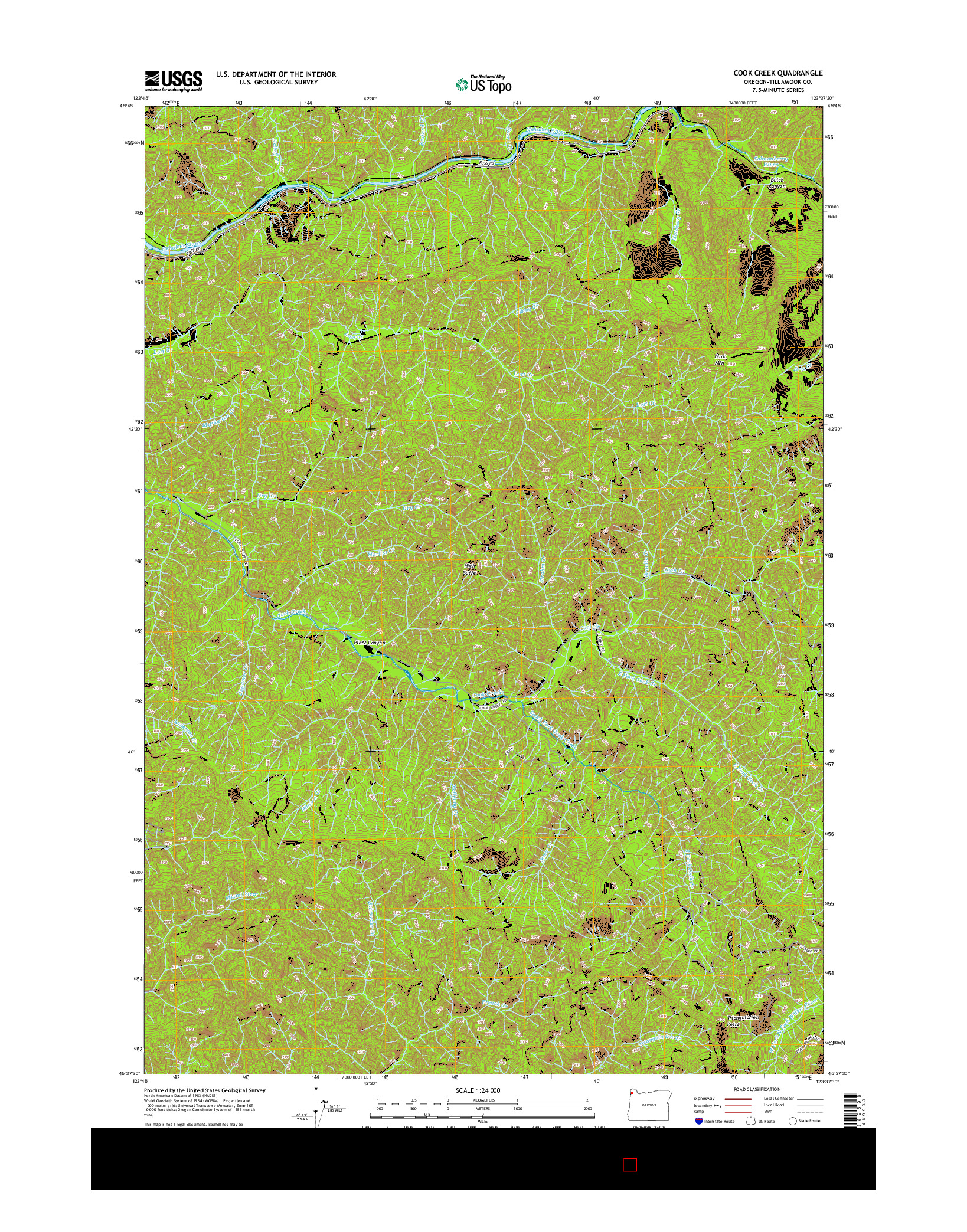 USGS US TOPO 7.5-MINUTE MAP FOR COOK CREEK, OR 2014