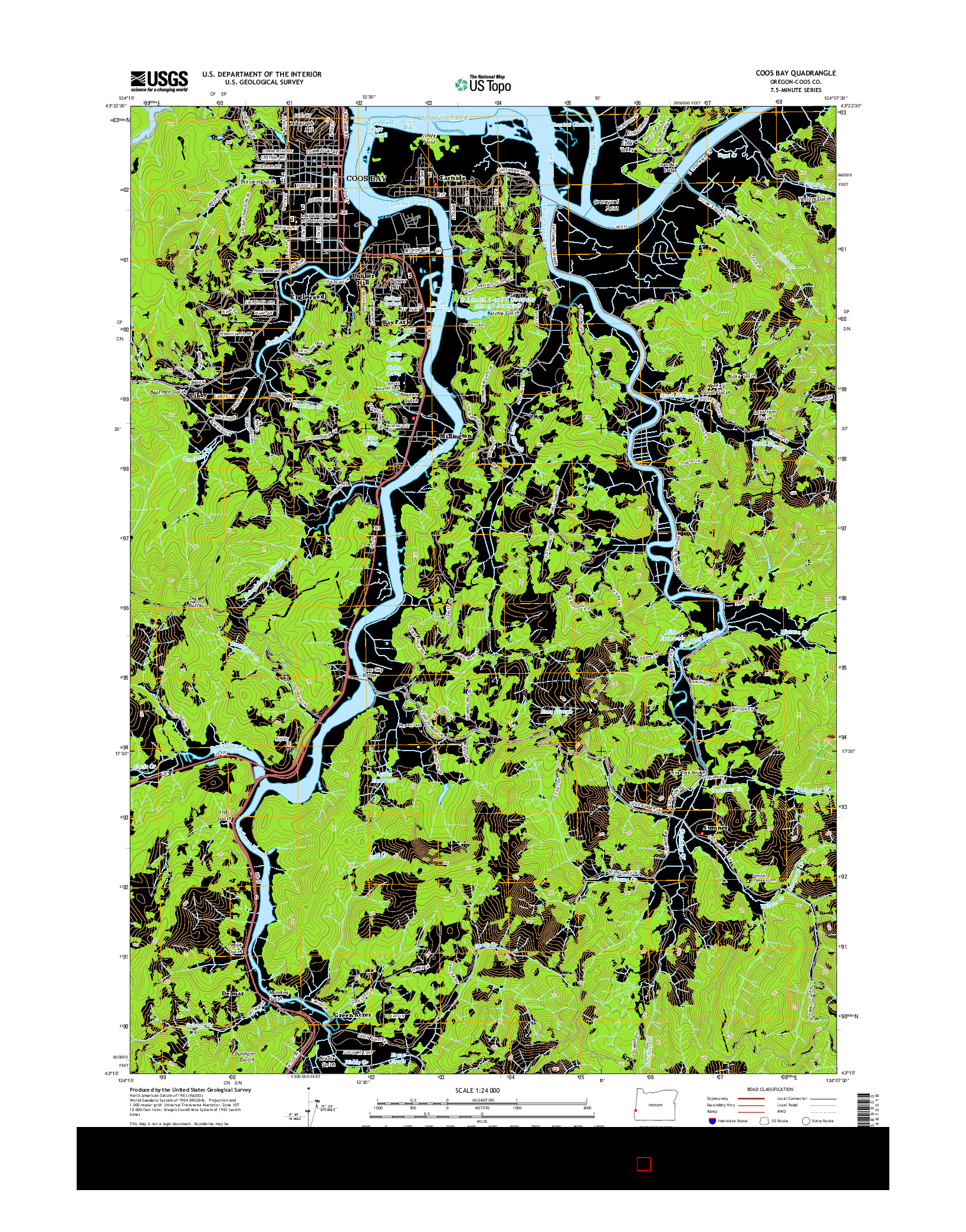 USGS US TOPO 7.5-MINUTE MAP FOR COOS BAY, OR 2014