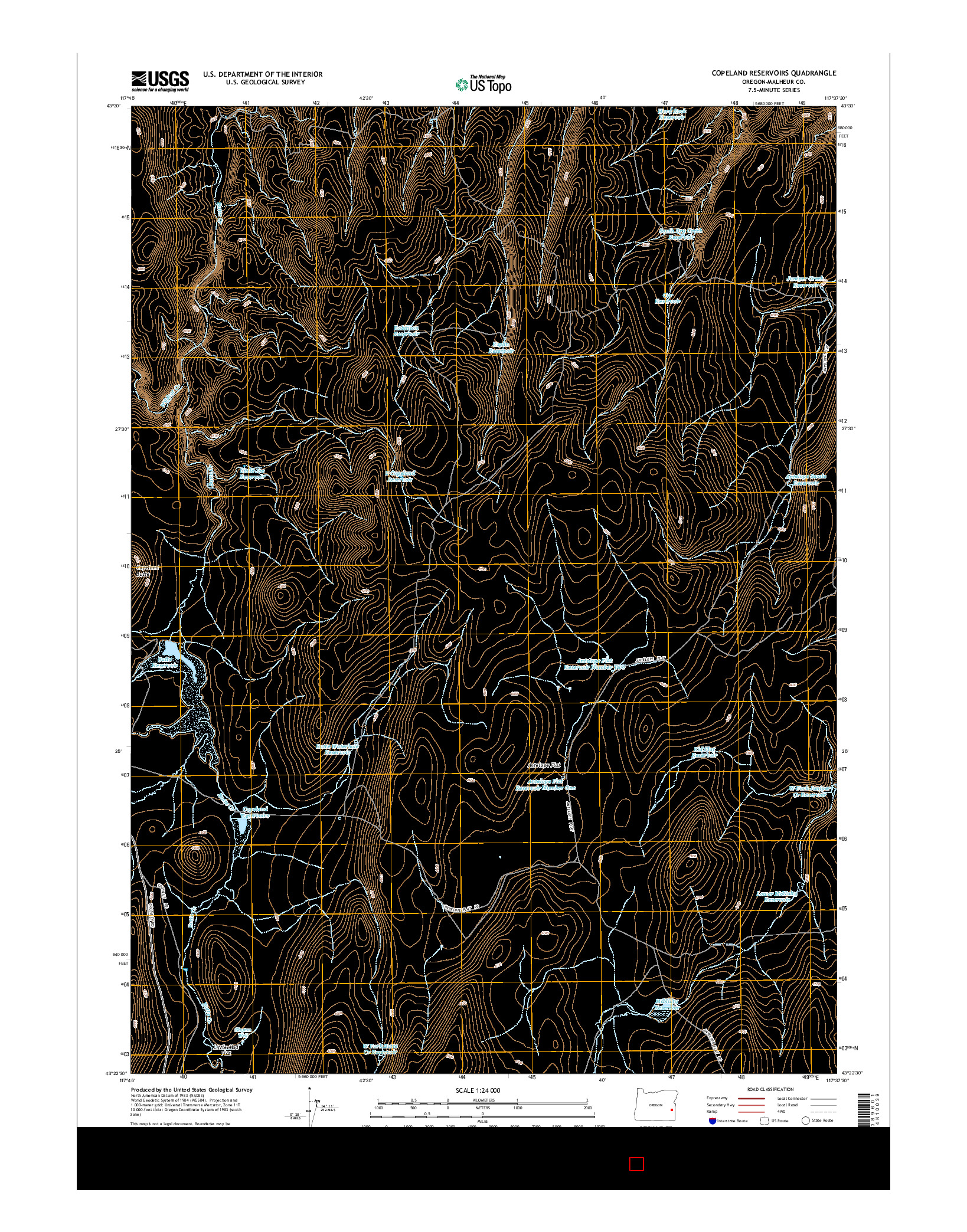 USGS US TOPO 7.5-MINUTE MAP FOR COPELAND RESERVOIRS, OR 2014