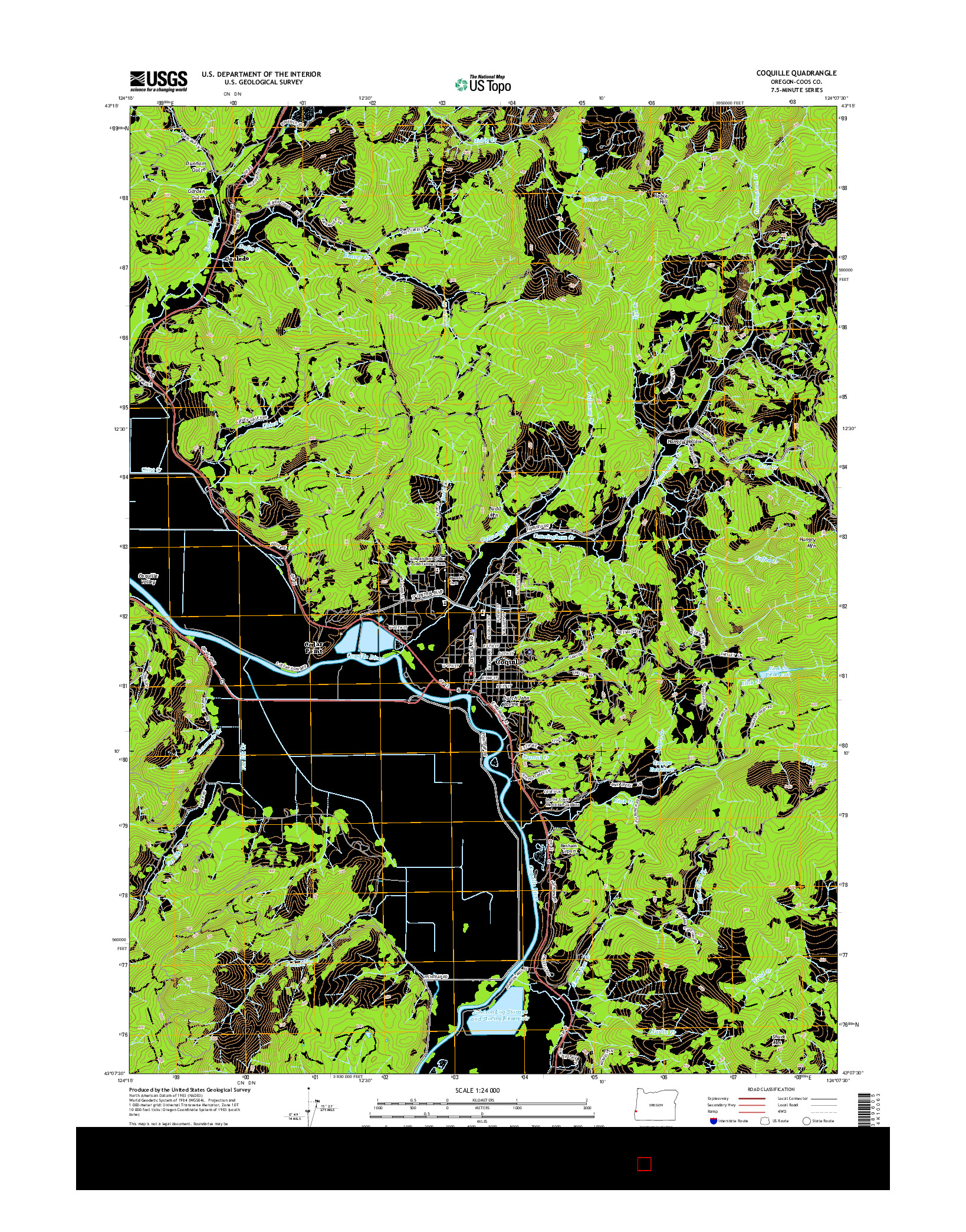 USGS US TOPO 7.5-MINUTE MAP FOR COQUILLE, OR 2014