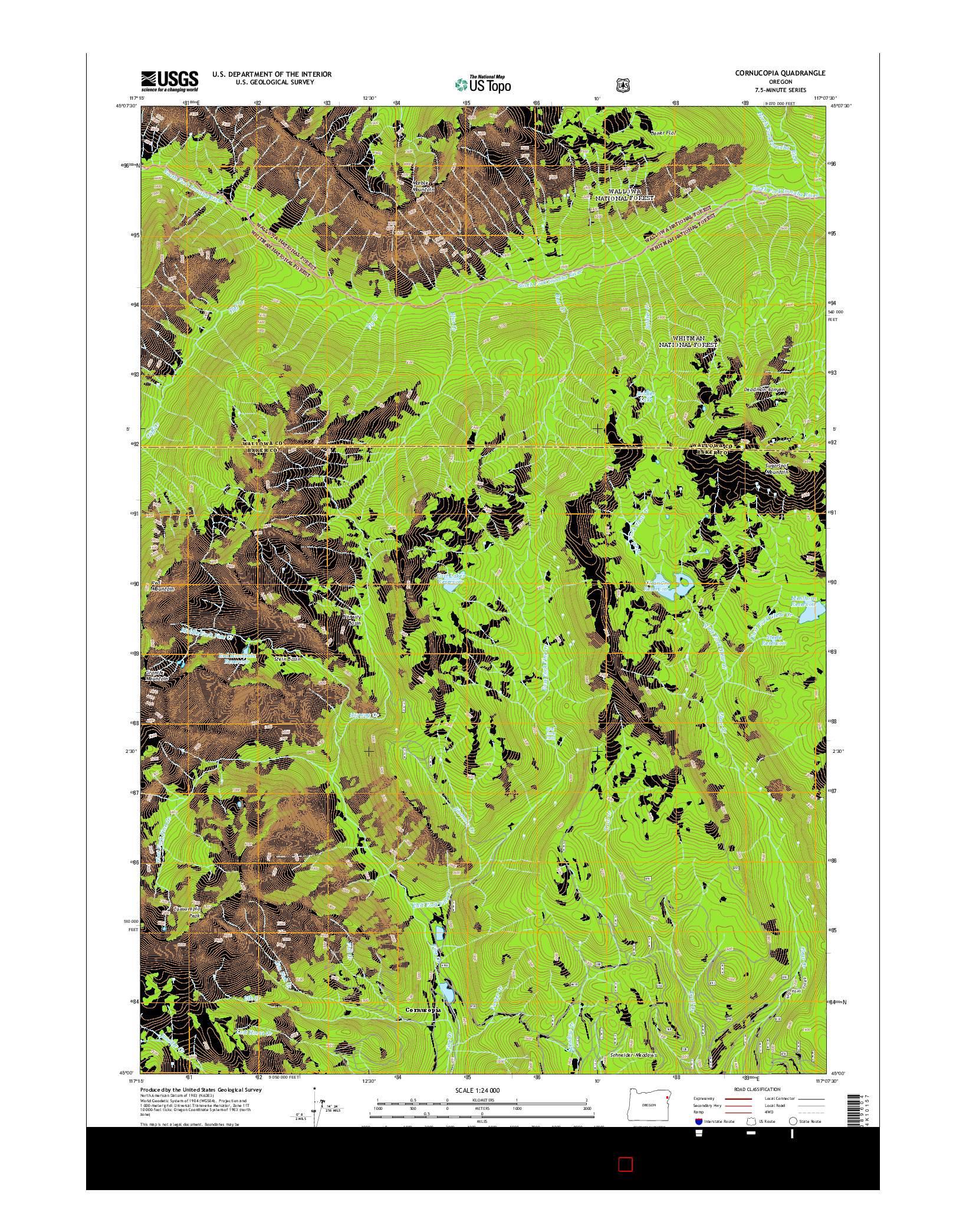 USGS US TOPO 7.5-MINUTE MAP FOR CORNUCOPIA, OR 2014