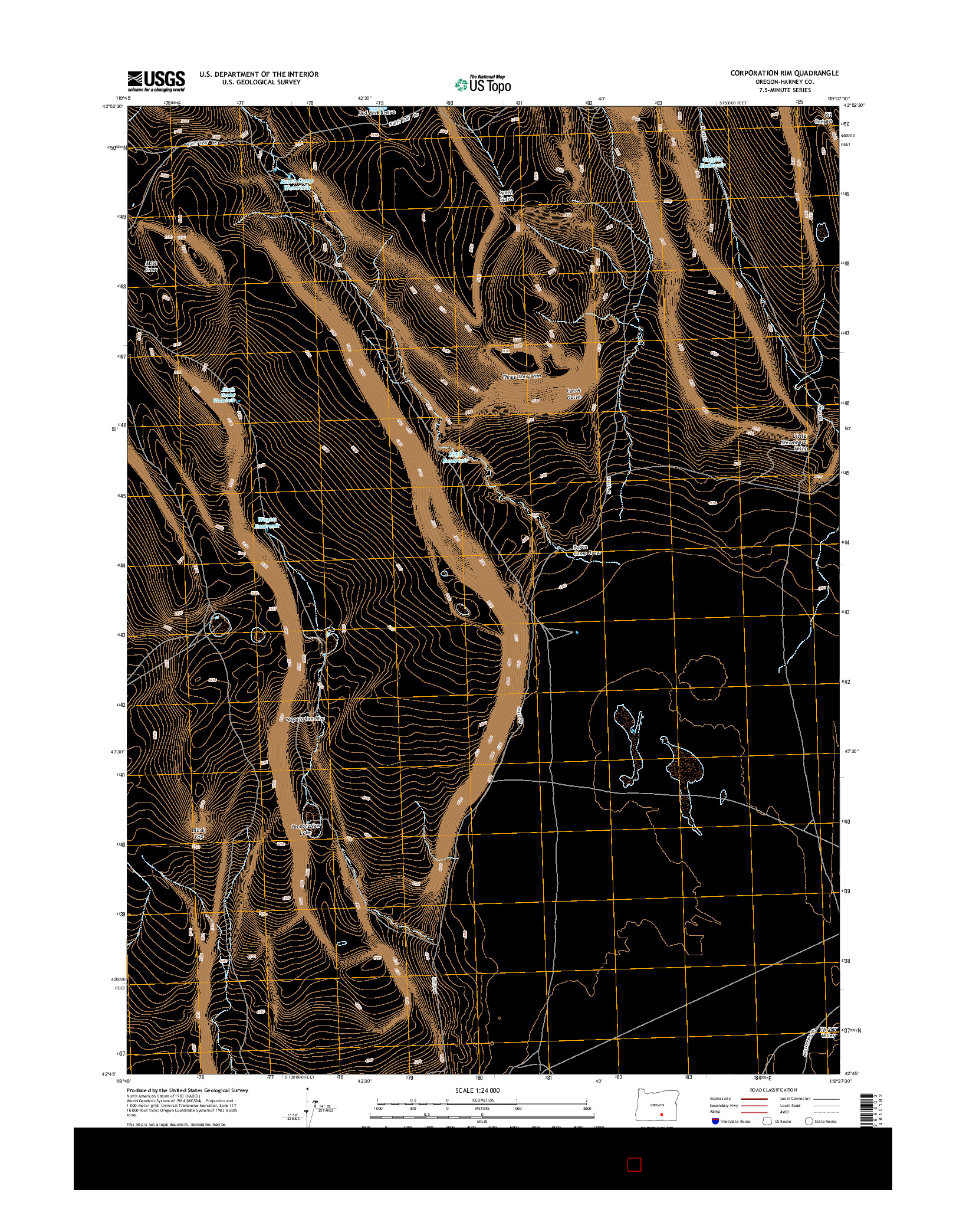 USGS US TOPO 7.5-MINUTE MAP FOR CORPORATION RIM, OR 2014