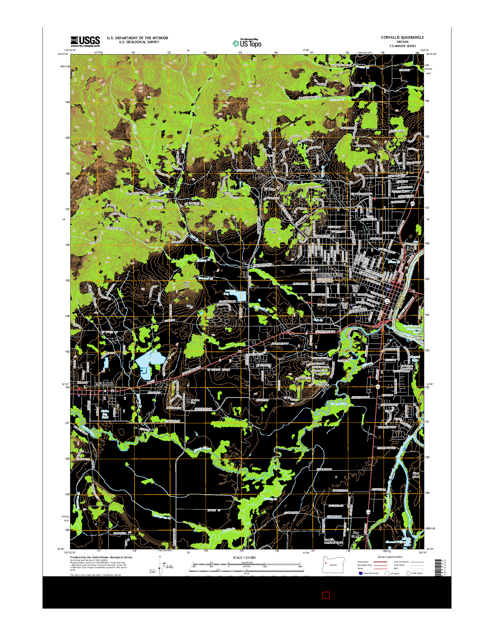 USGS US TOPO 7.5-MINUTE MAP FOR CORVALLIS, OR 2014