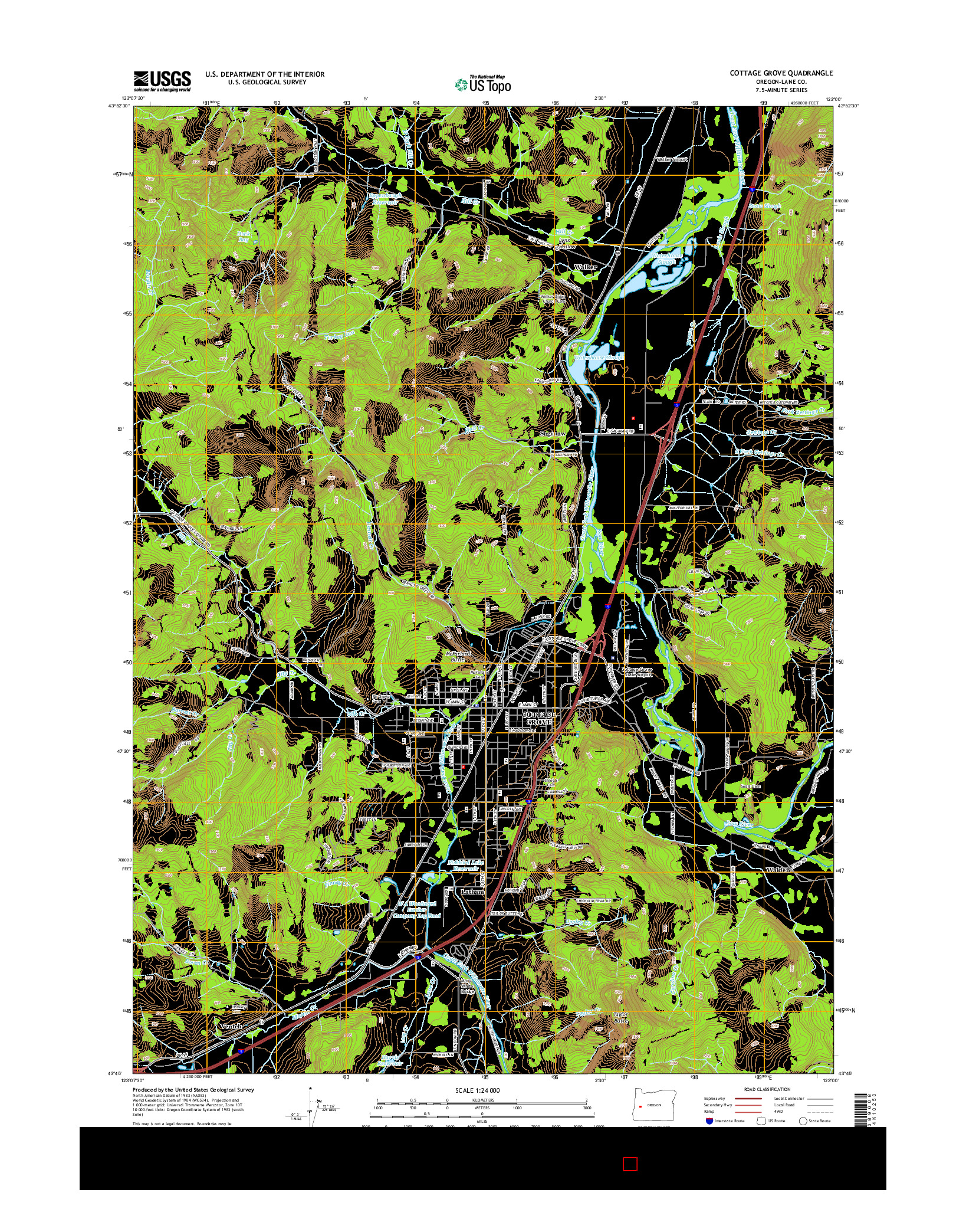 USGS US TOPO 7.5-MINUTE MAP FOR COTTAGE GROVE, OR 2014